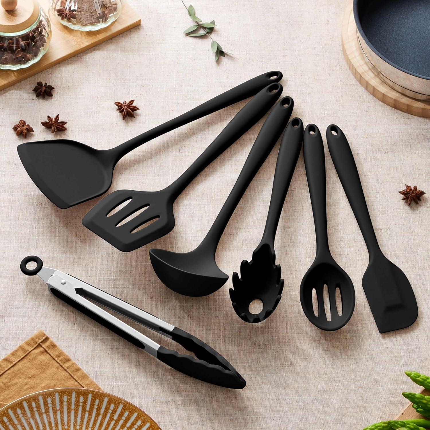 Juego de Utensilios de Cocina Herogo 7 Piezas Silicona Negro