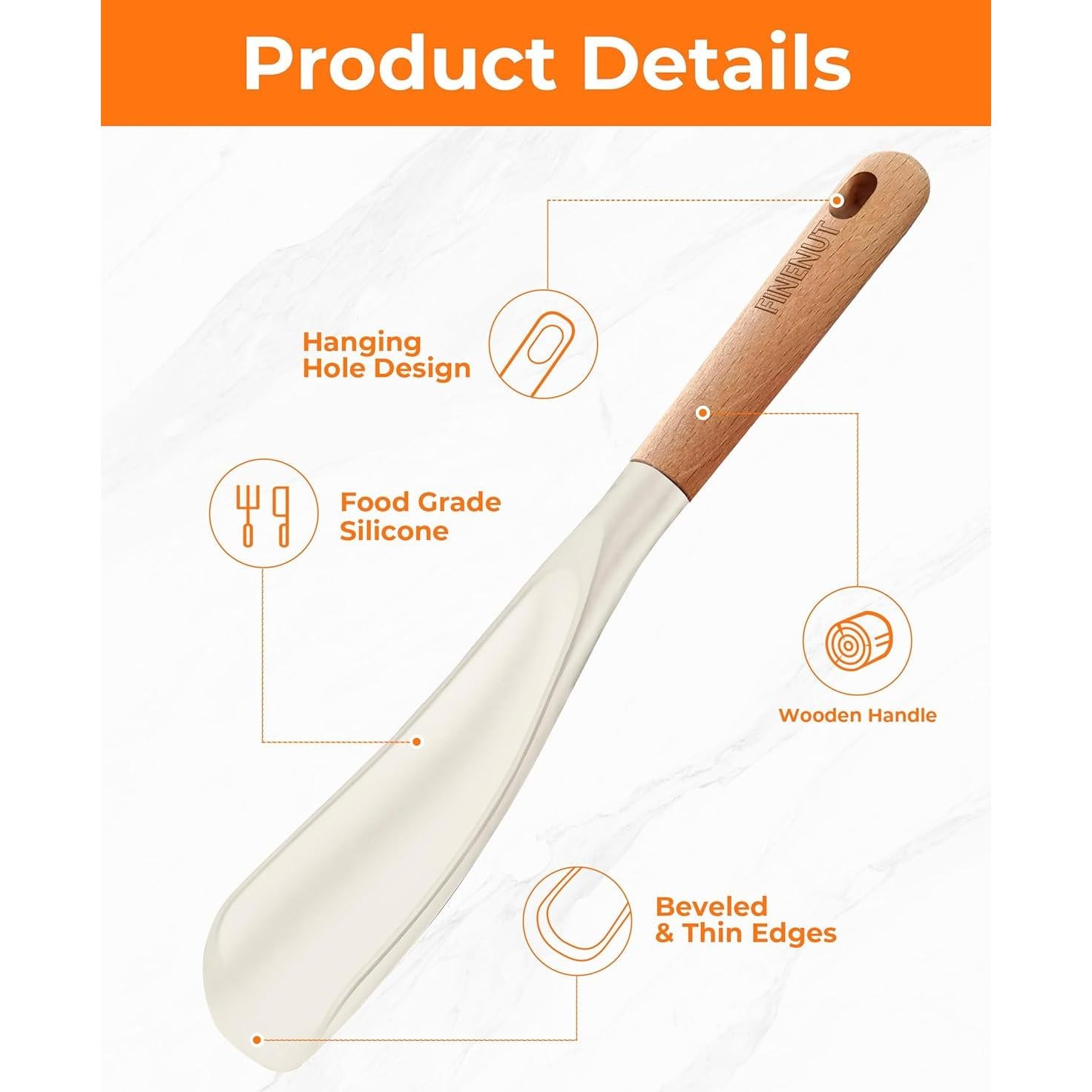 Espátula de Silicona Multifuncional 2-Pack Caqui Resistente al Calor