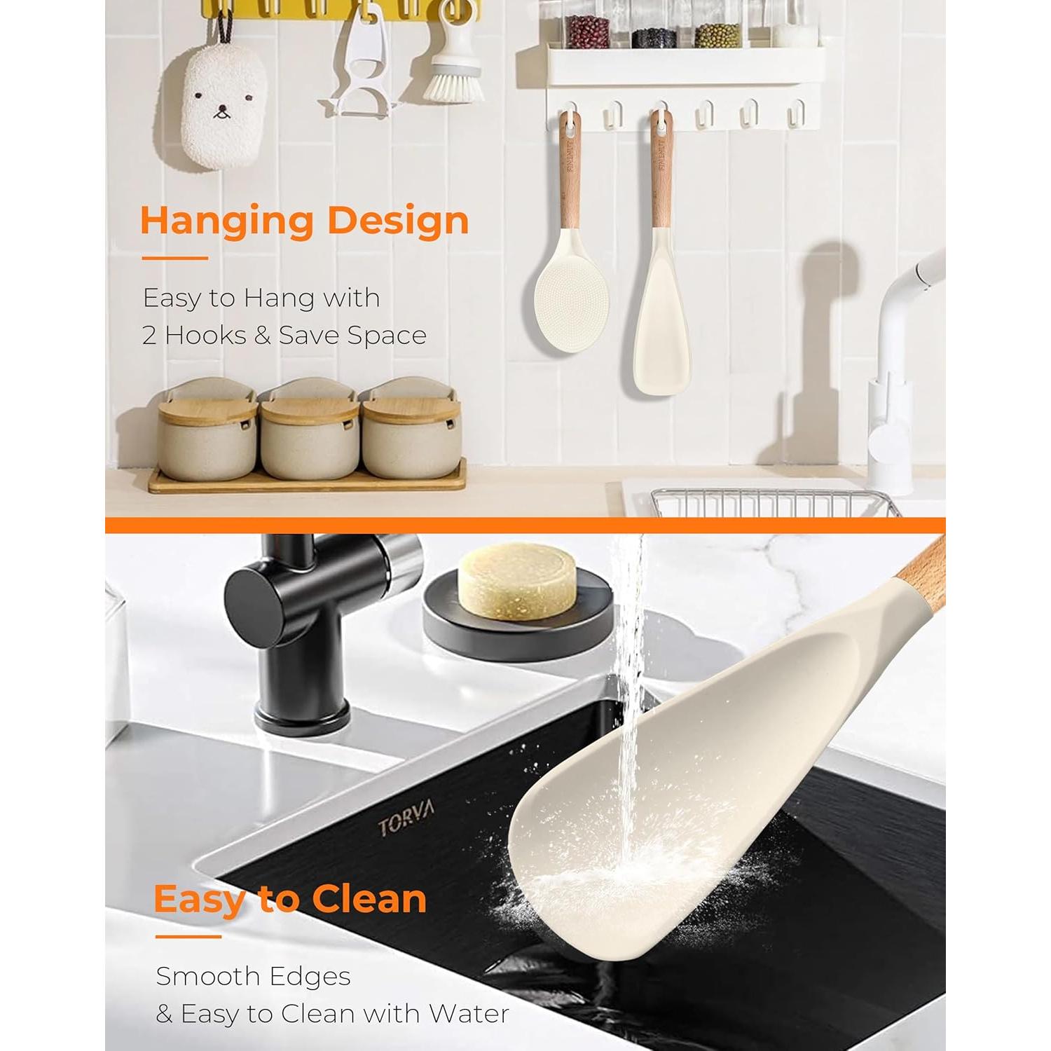 Espátula de Silicona Multifuncional 2-Pack Caqui Resistente al Calor