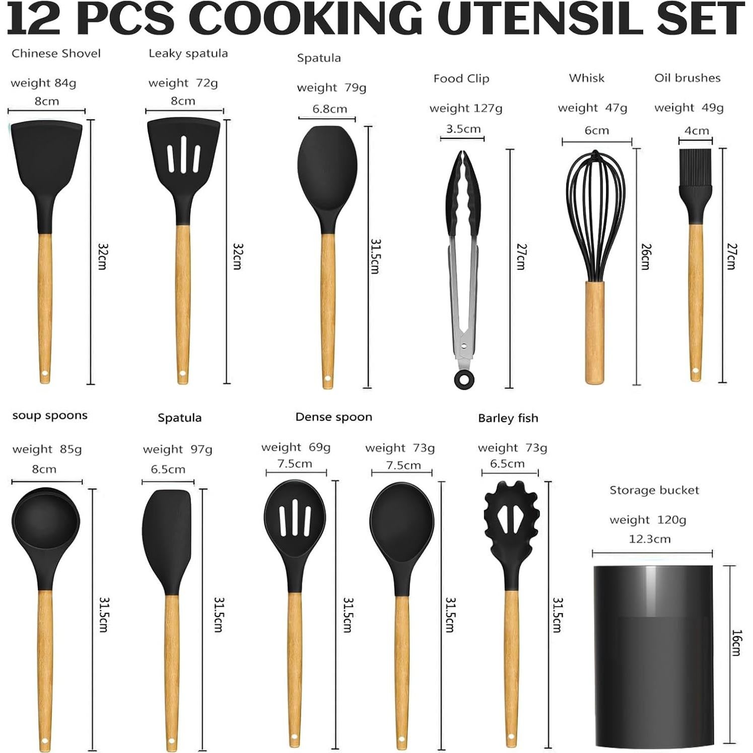 Juego de Utensilios de Cocina de Silicona JOFULBOND 12 Piezas