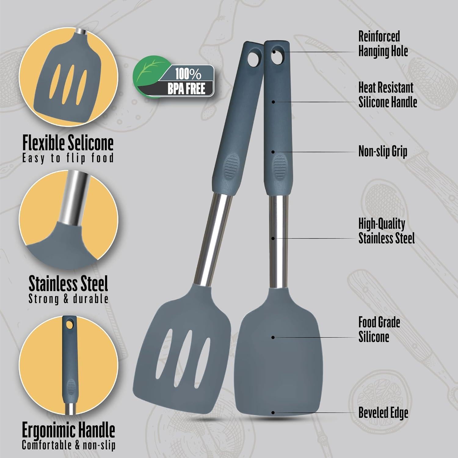 Juego de espátulas de silicona NAMAPRODX - Resistente al calor