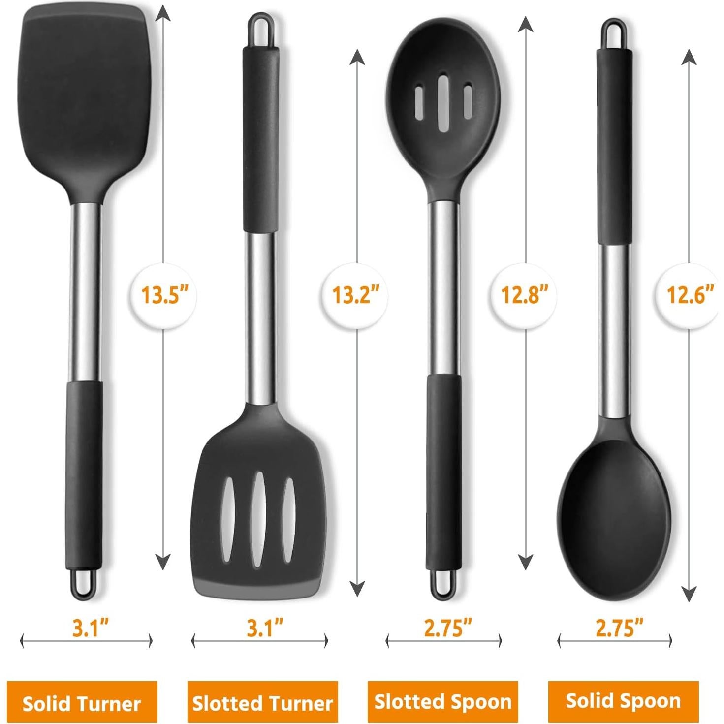 Juego de Utensilios de Cocina E-far 4 Piezas Silicona Negra