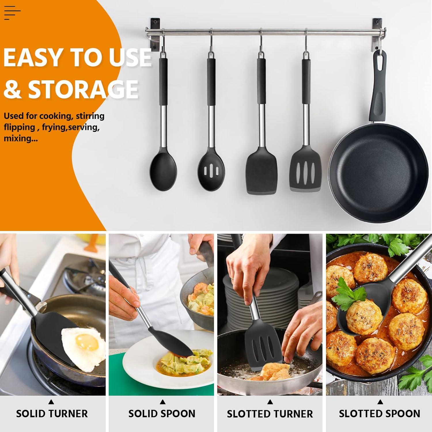 Juego de Utensilios de Cocina E-far 4 Piezas Silicona Negra