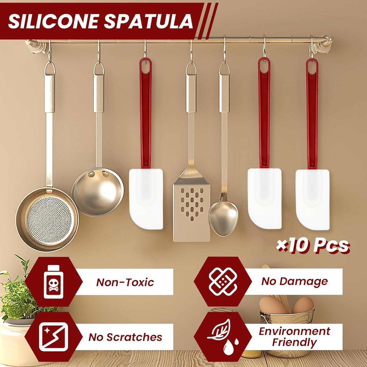 Juego de 10 Espátulas de Silicona Tobeelec 25.5 cm Resistentes al Calor