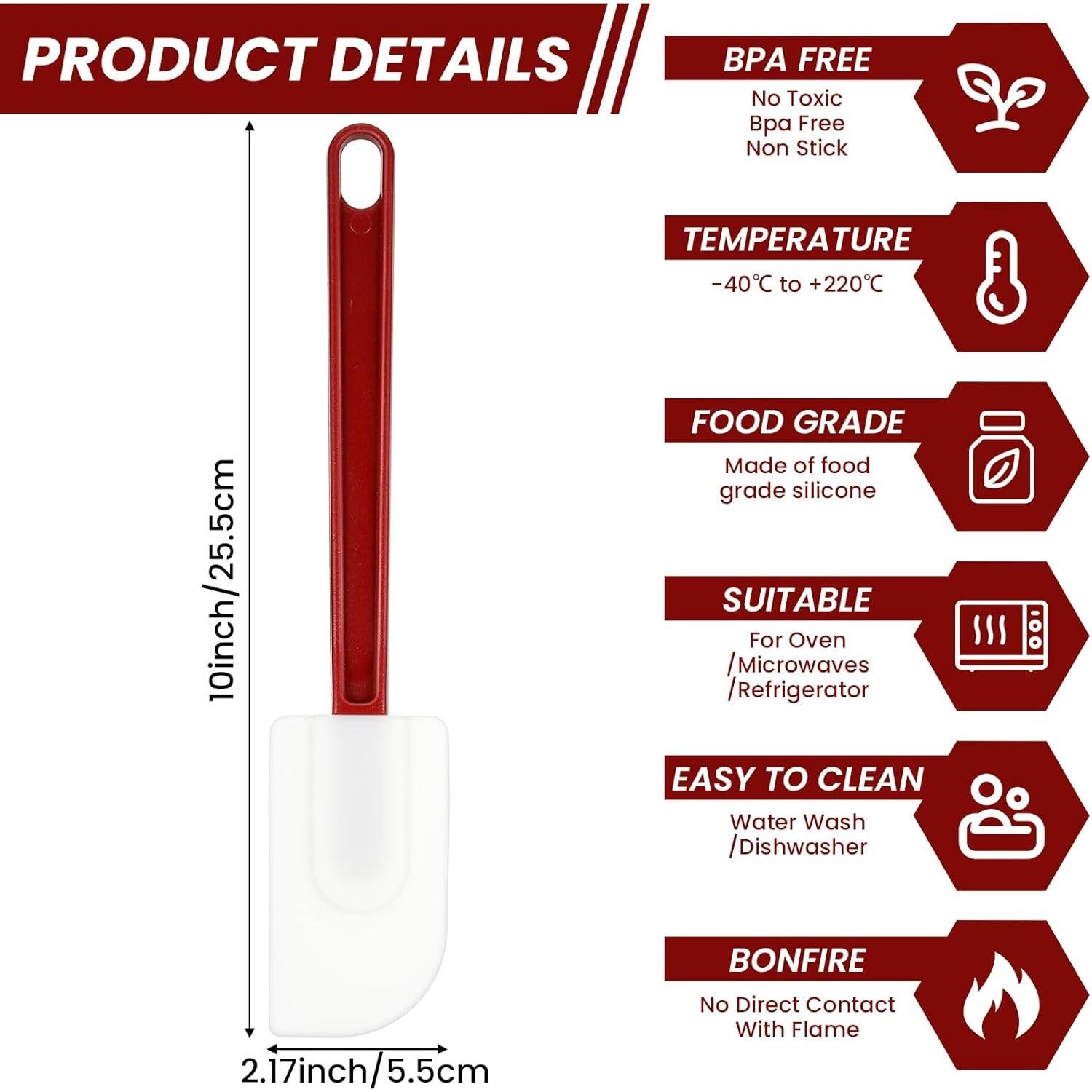 Juego de 10 Espátulas de Silicona Tobeelec 25.5 cm Resistentes al Calor