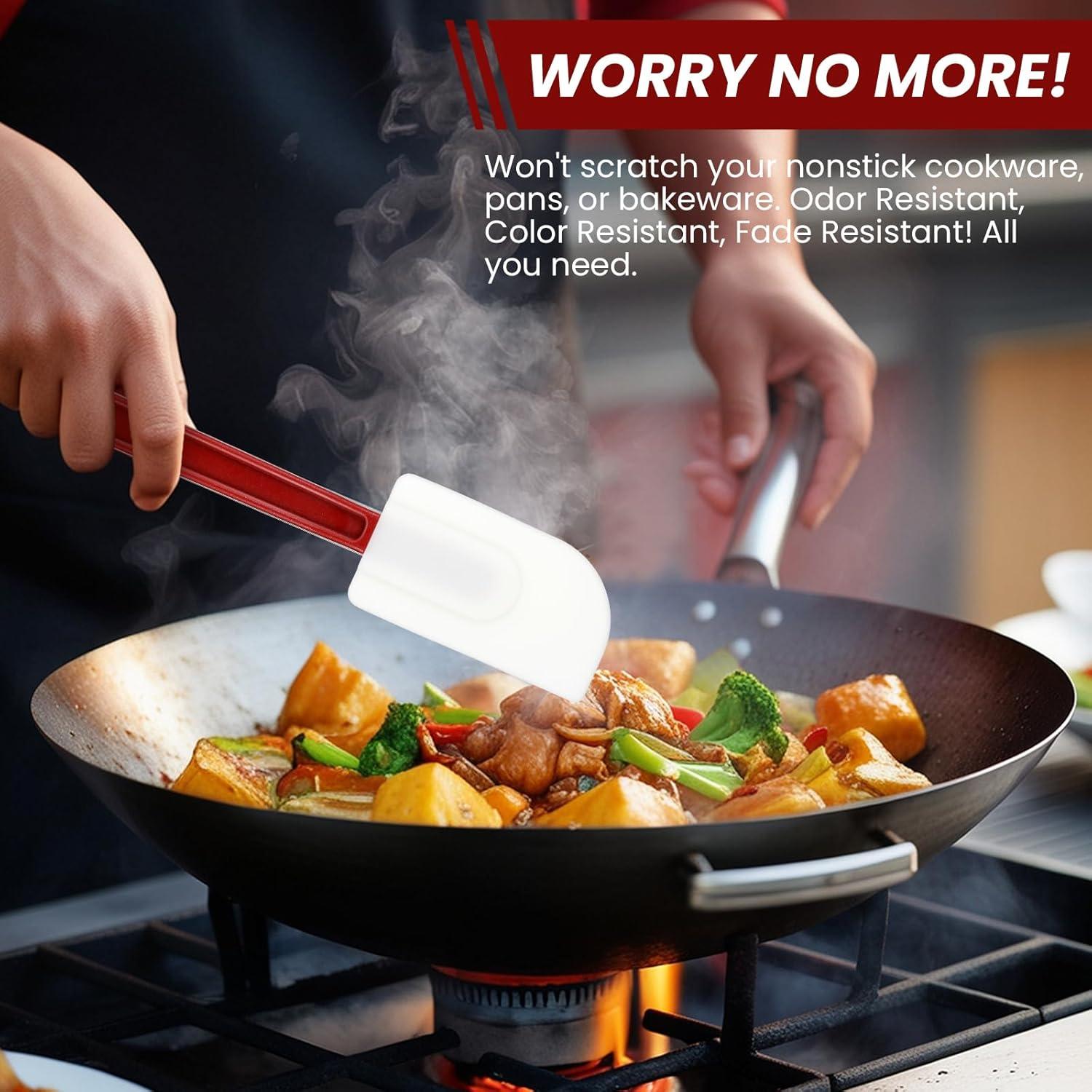 Juego de 10 Espátulas de Silicona Tobeelec 25.5 cm Resistentes al Calor