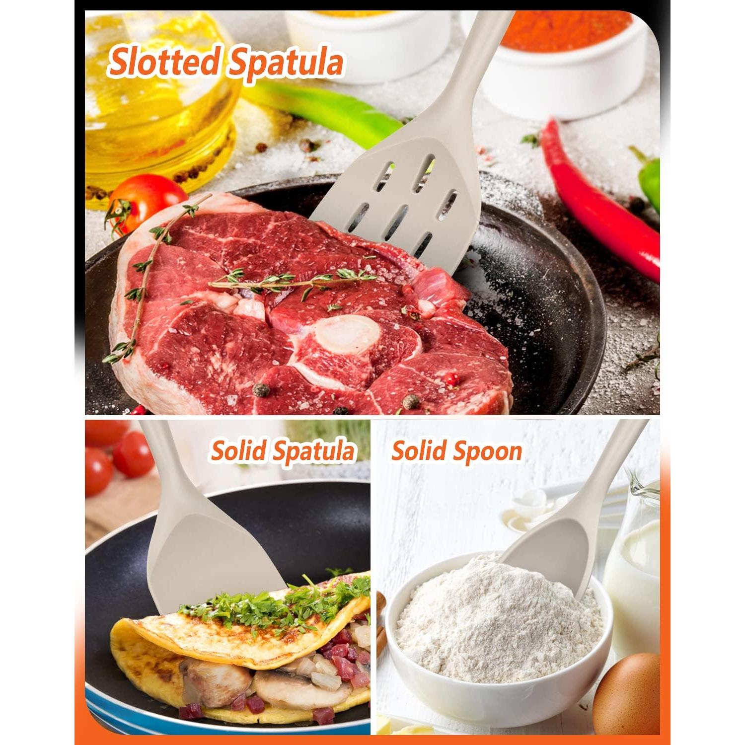 Juego de 3 Espátulas de Silicona Badiano con Mango de Madera