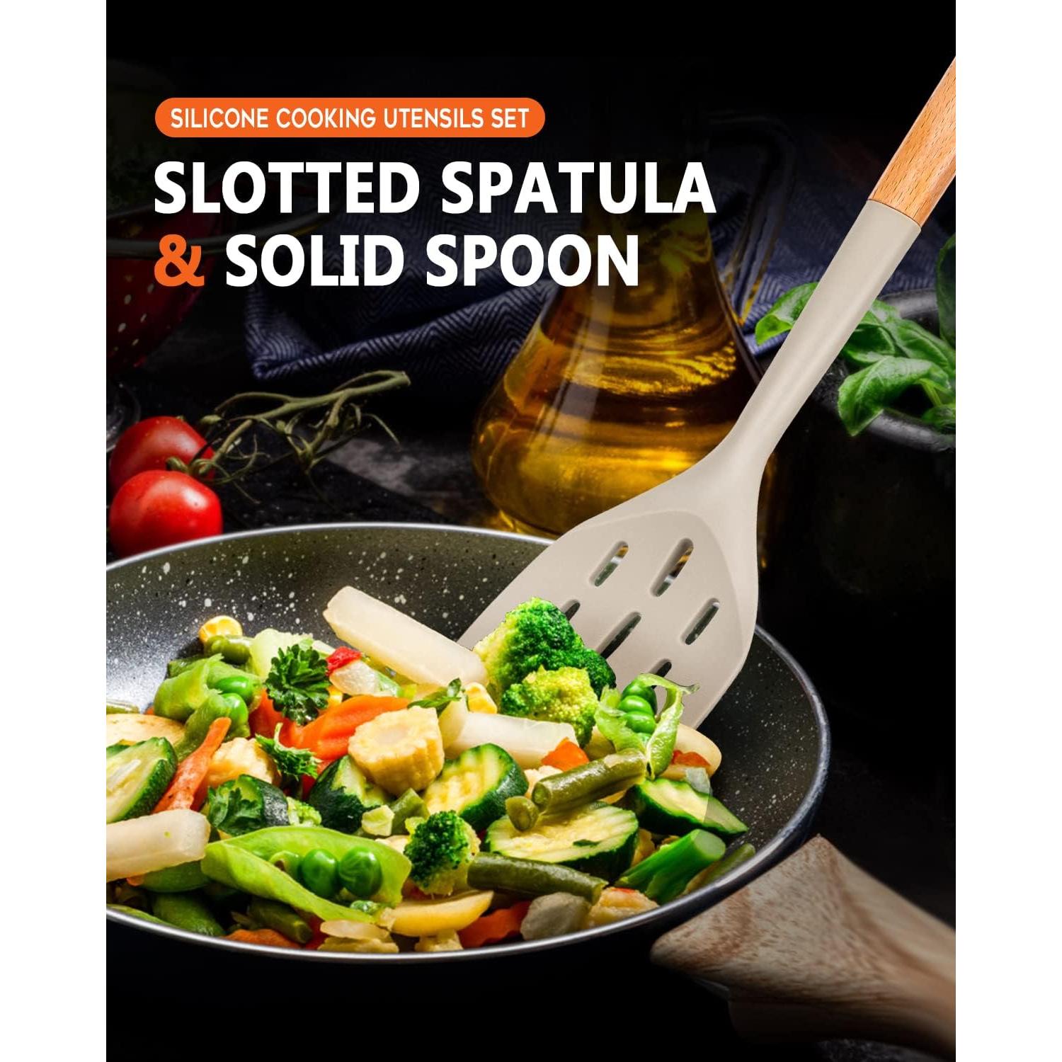 Juego de 3 Espátulas de Silicona Badiano con Mango de Madera