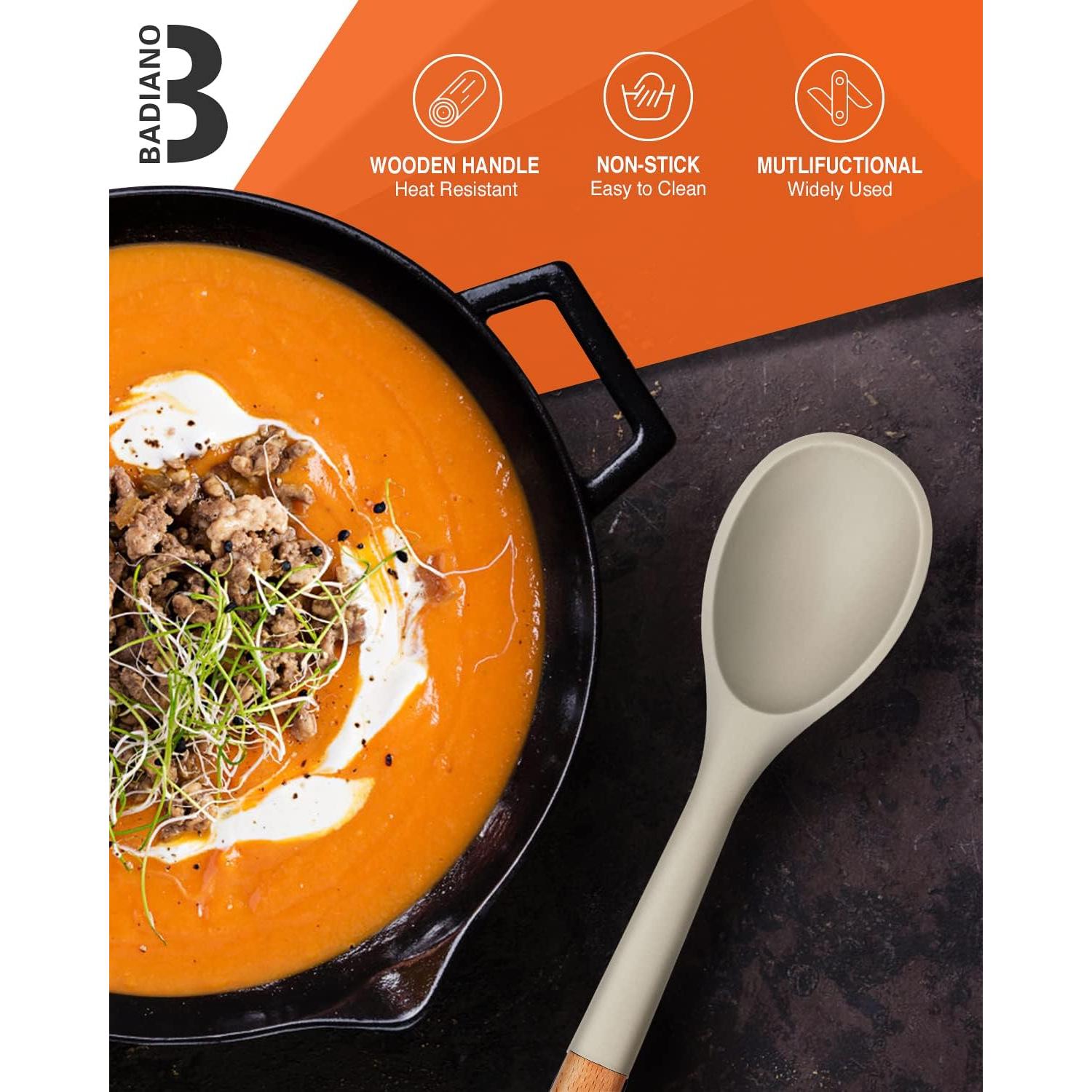 Juego de 3 Espátulas de Silicona Badiano con Mango de Madera