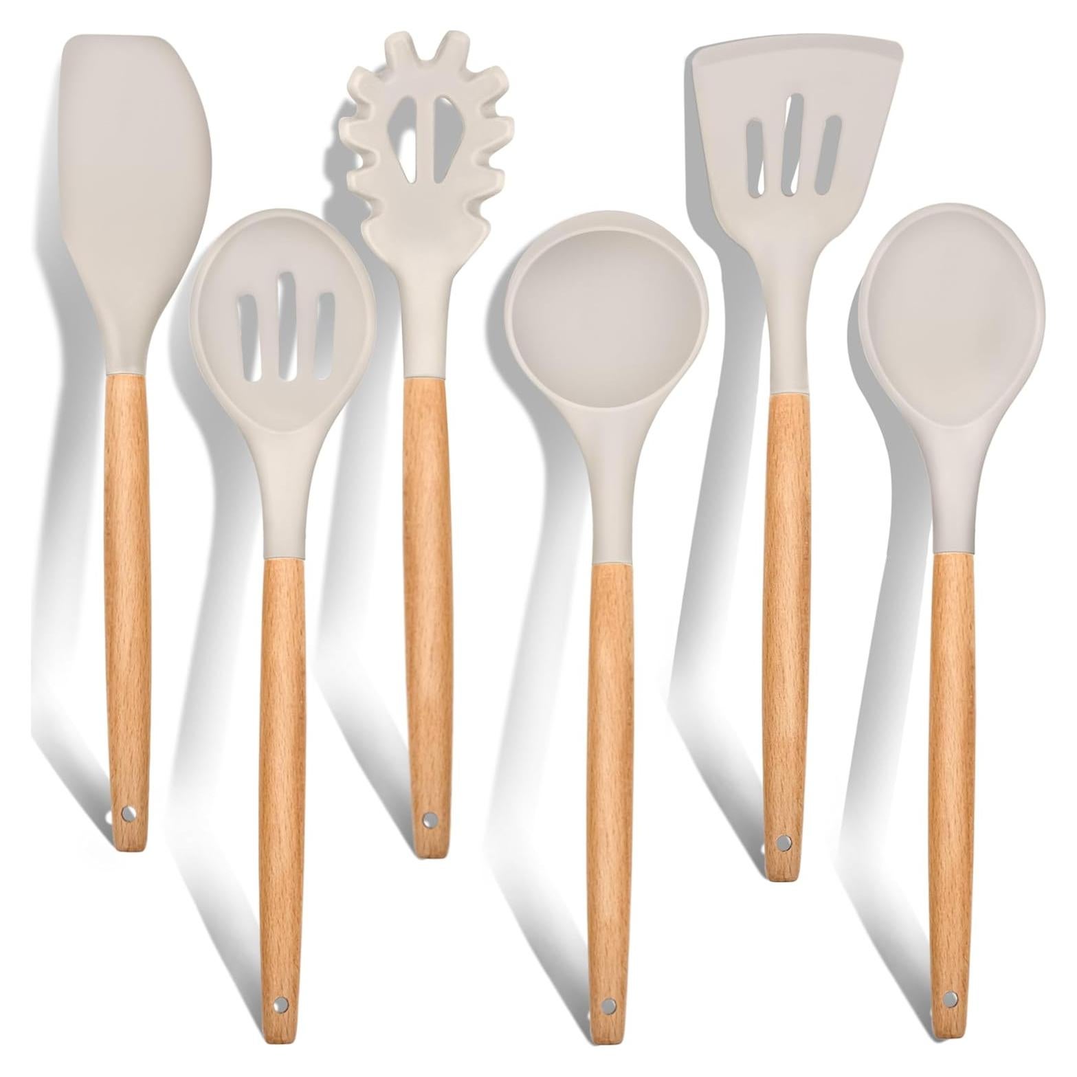 Juego de Utensilios de Cocina E-far 6 Piezas Silicona Caqui