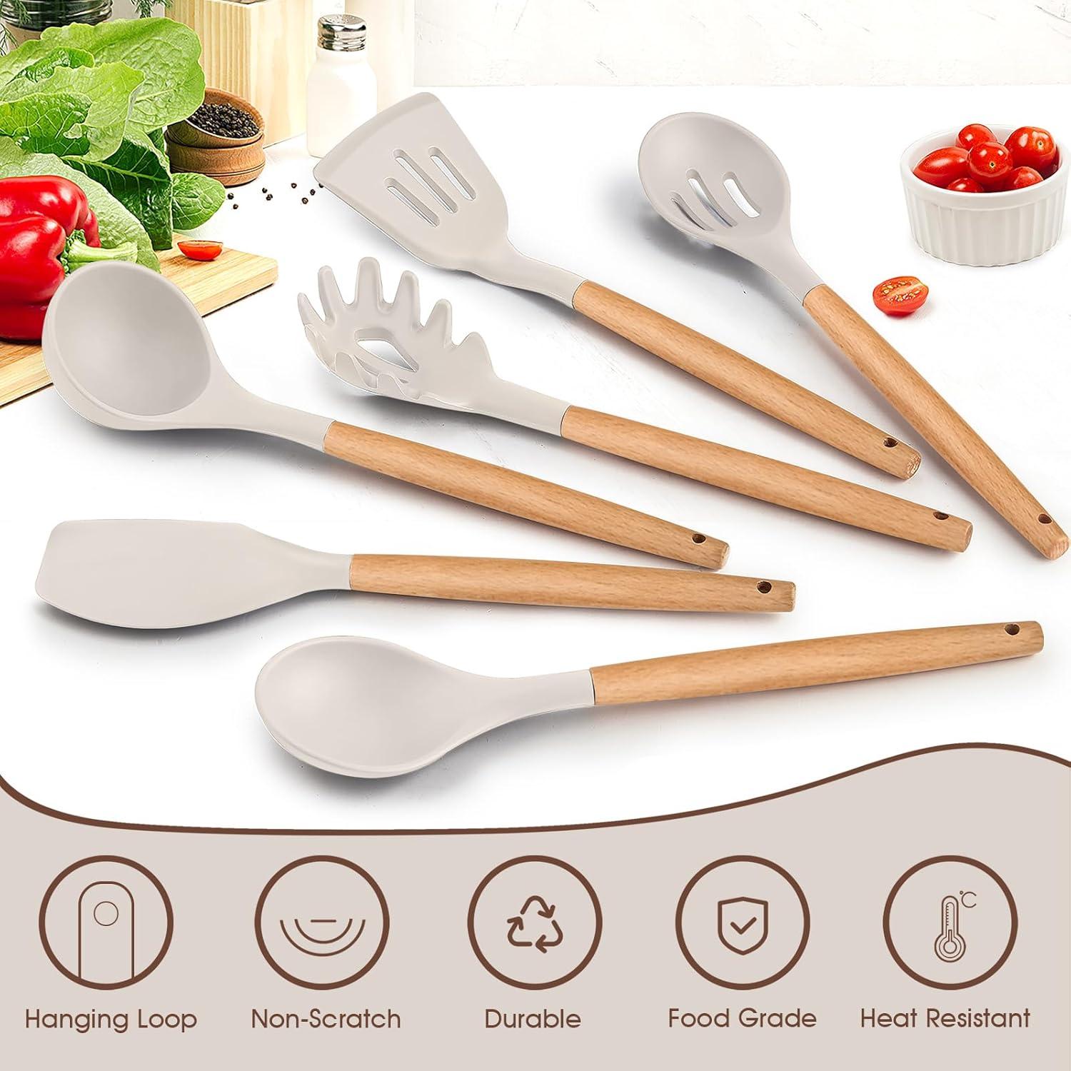 Juego de Utensilios de Cocina E-far 6 Piezas Silicona Caqui