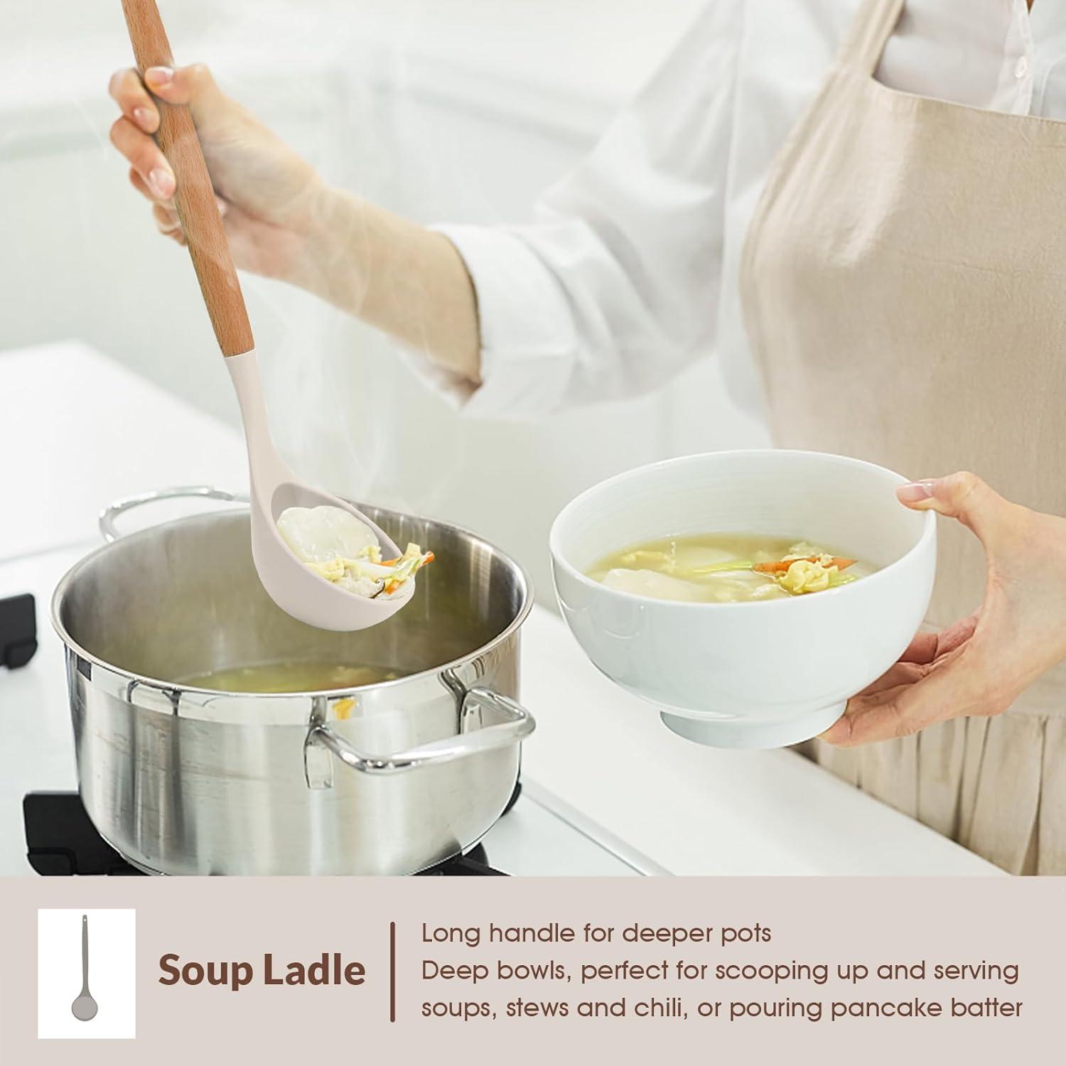 Juego de Utensilios de Cocina E-far 6 Piezas Silicona Caqui