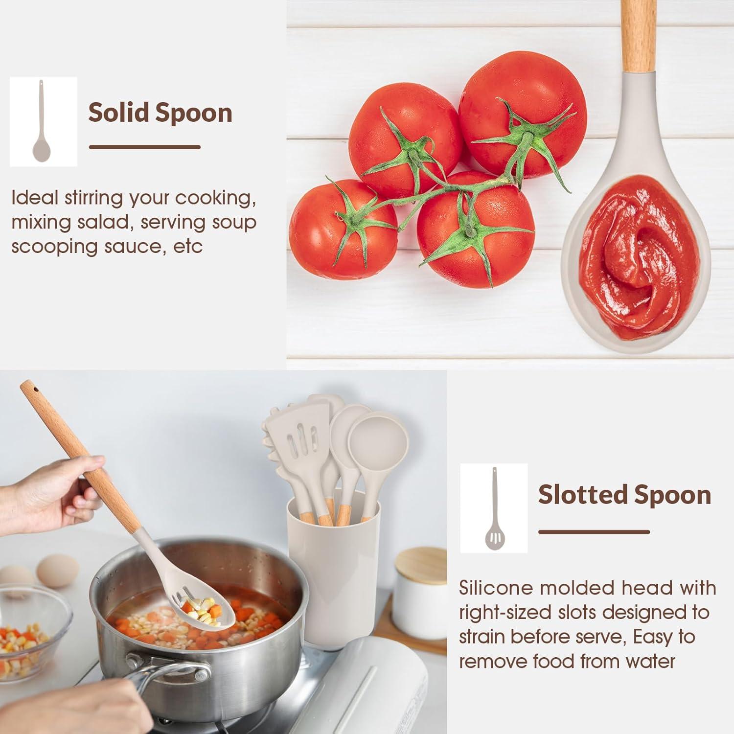 Juego de Utensilios de Cocina E-far 6 Piezas Silicona Caqui