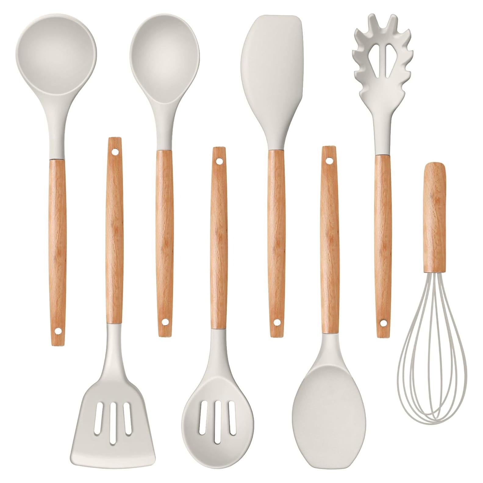 Juego de Utensilios de Cocina P&P CHEF 8 Piezas Silicona Madera