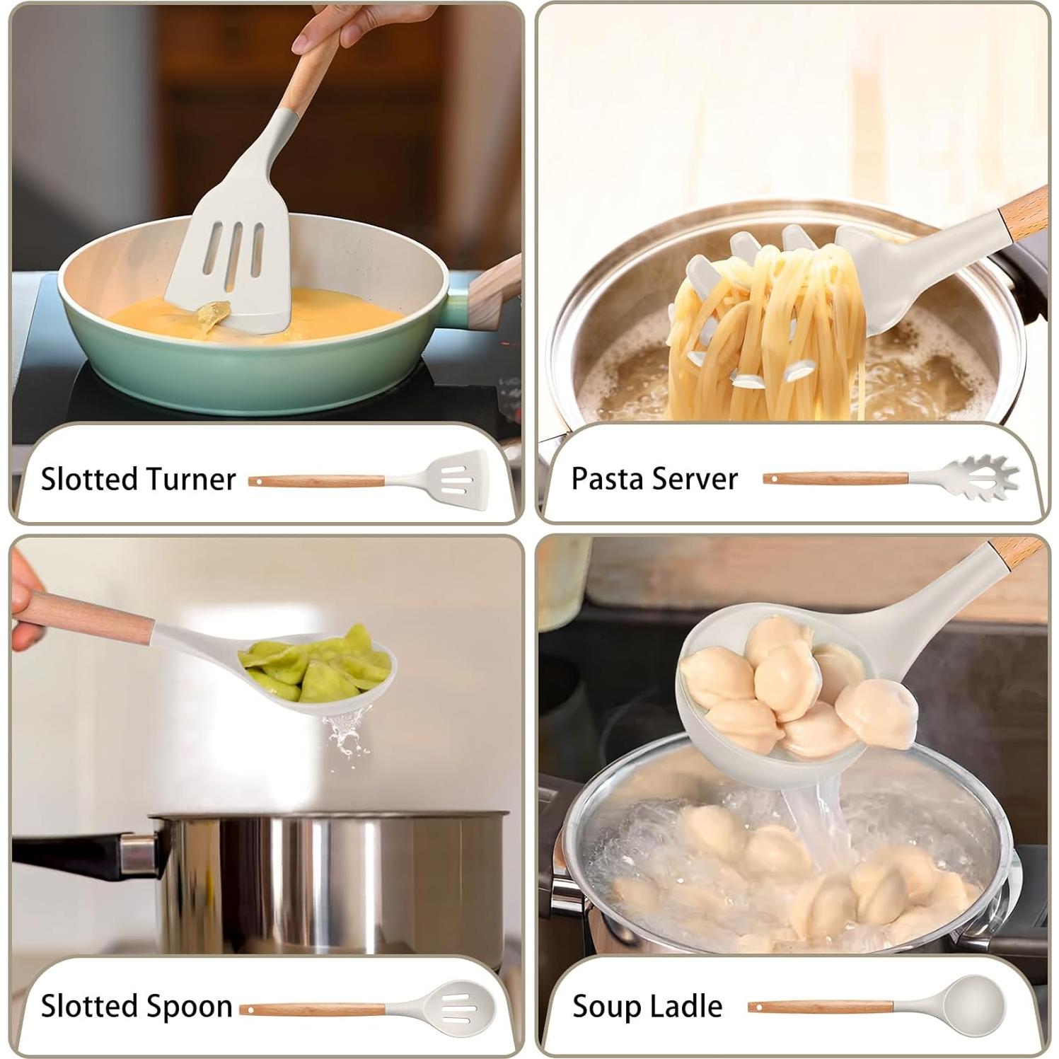 Juego de Utensilios de Cocina P&P CHEF 8 Piezas Silicona Madera