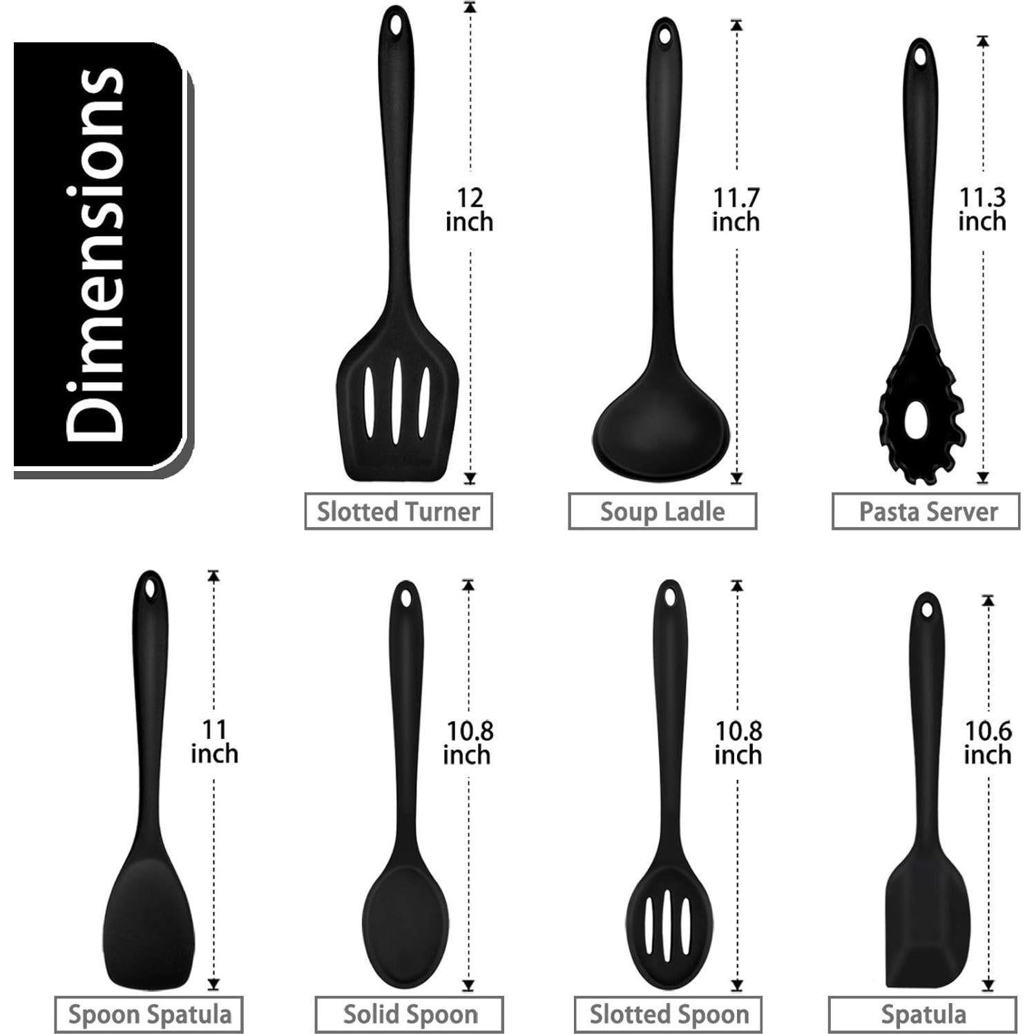 Juego de Utensilios de Cocina P&P CHEF 7 Piezas Silicona Negro