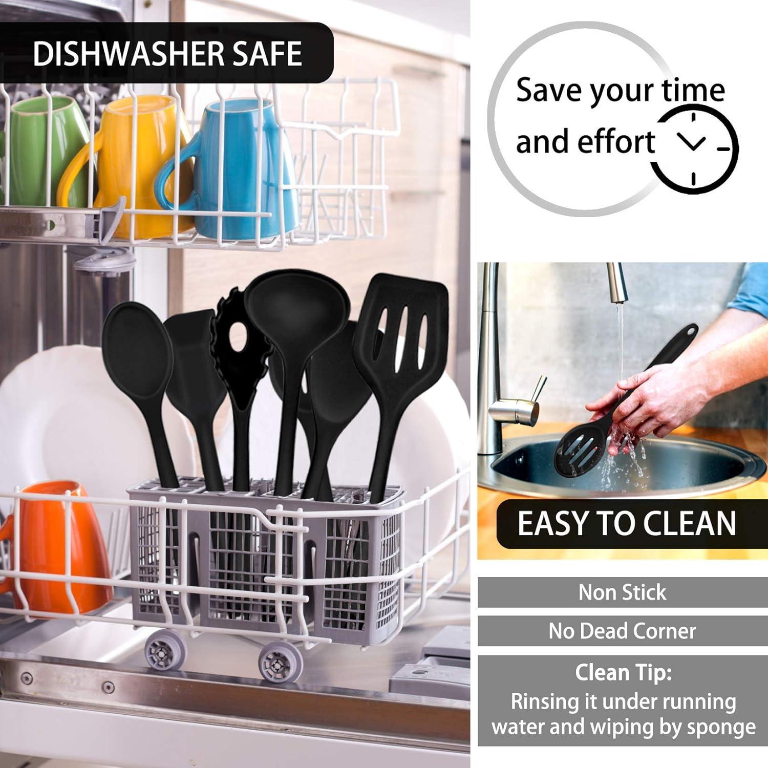 Juego de Utensilios de Cocina P&P CHEF 7 Piezas Silicona Negro