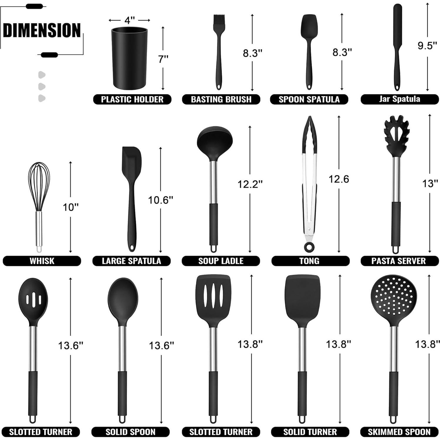 Juego de Utensilios de Cocina E-far 14 Piezas Silicona y Acero