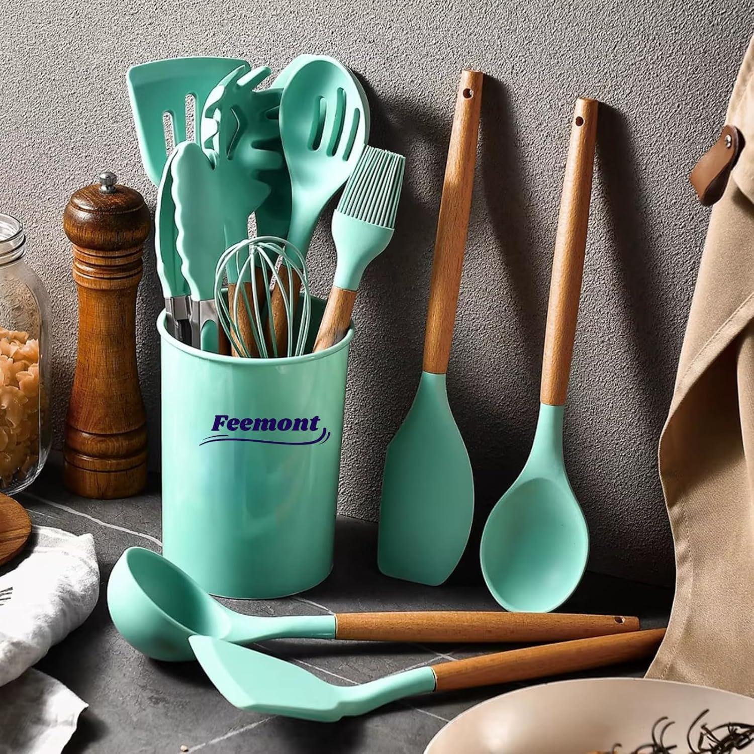 Juego de Utensilios de Cocina de Silicona 33 Piezas FEEMONT Verde