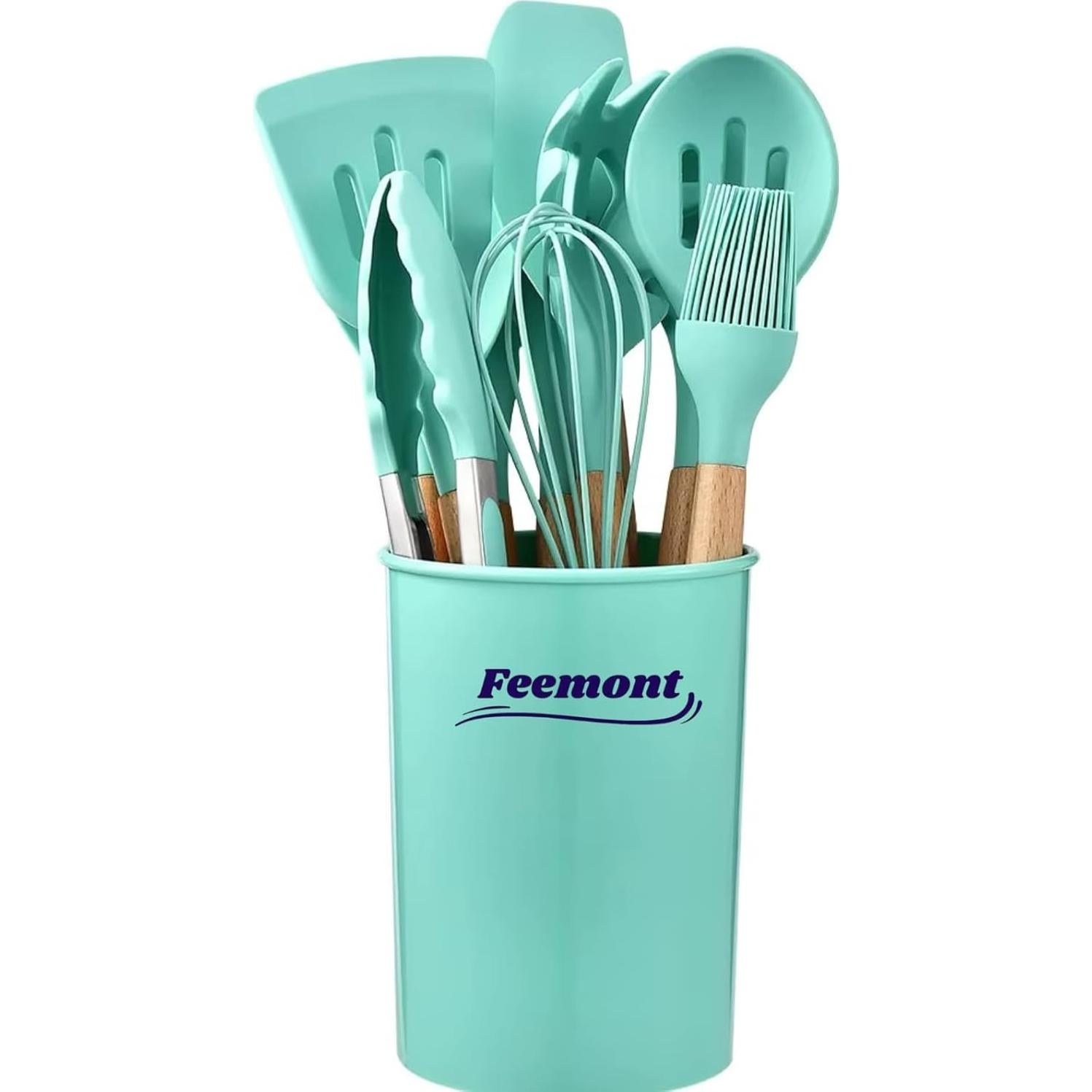 Juego de Utensilios de Cocina de Silicona 33 Piezas FEEMONT Verde