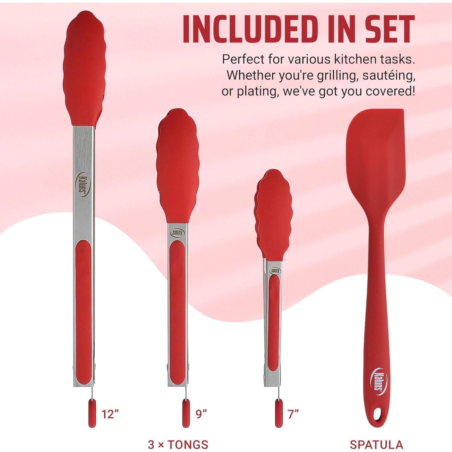 Juego de Pinzas de Cocina Kaluns 4 Piezas Acero Inoxidable