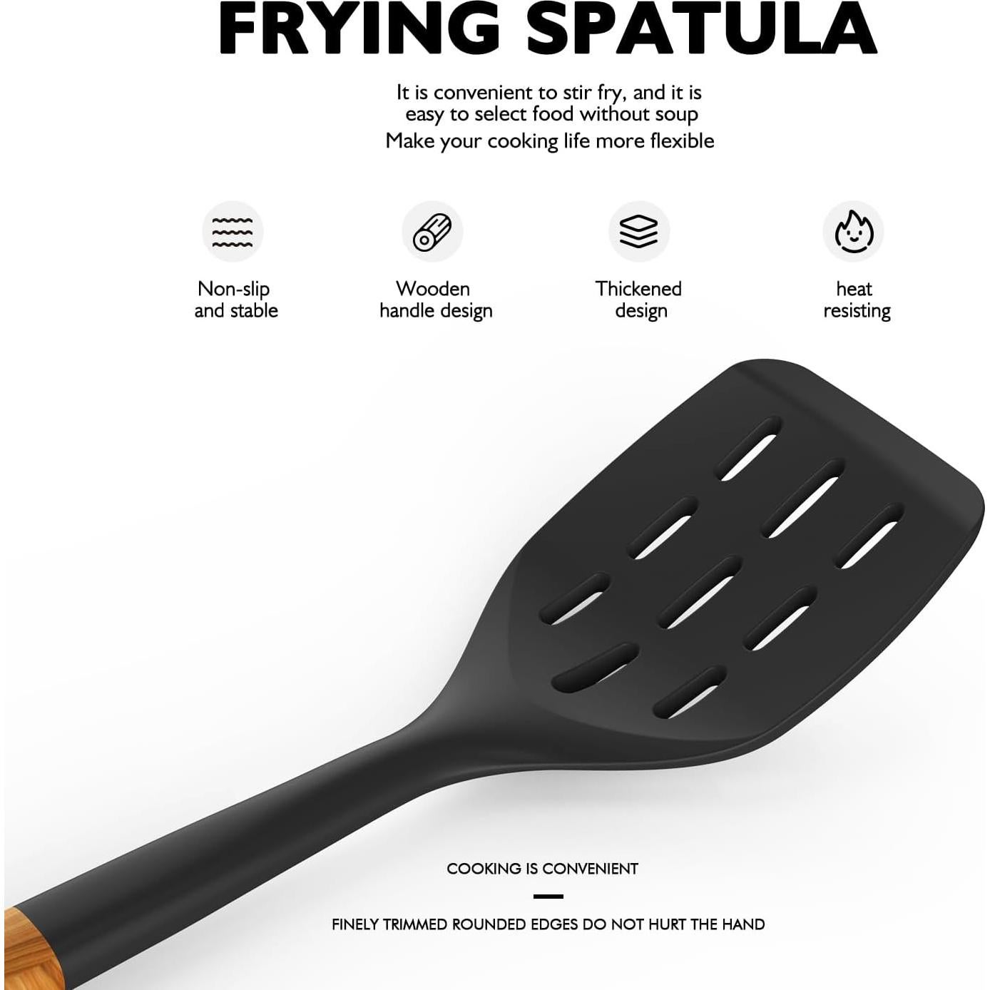Juego de Utensilios de Cocina de Silicona AVGPD - Grande, Negro