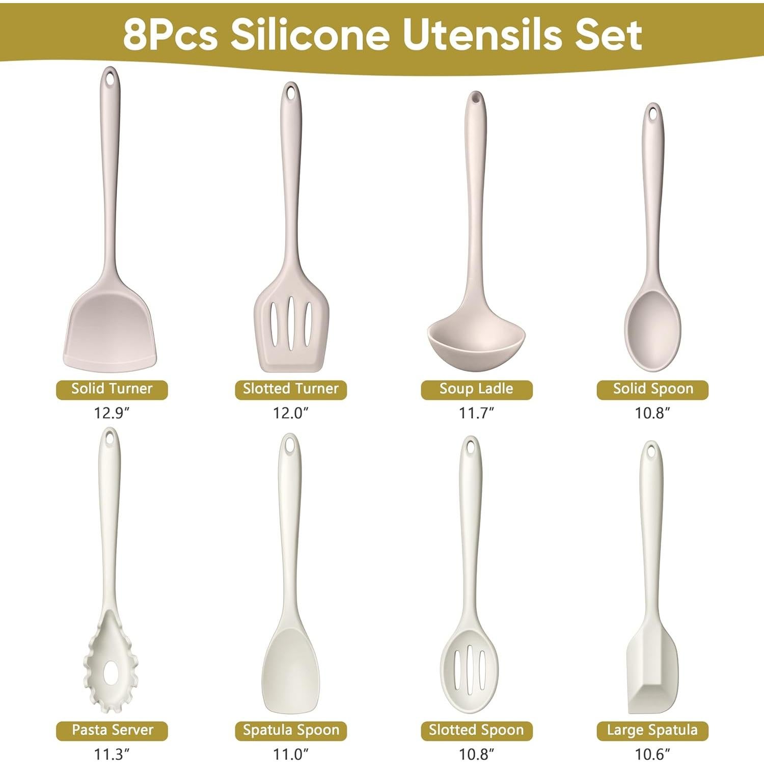 Set de Utensilios de Cocina LIANYU 8 Piezas Silicona Antiadherente
