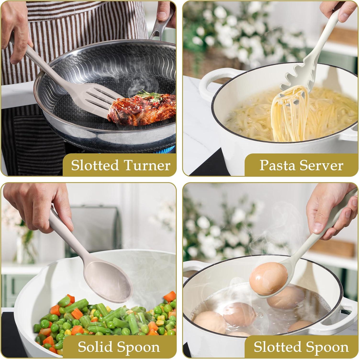 Set de Utensilios de Cocina LIANYU 8 Piezas Silicona Antiadherente