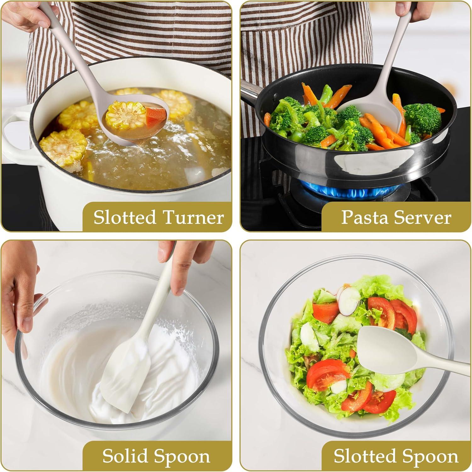 Set de Utensilios de Cocina LIANYU 8 Piezas Silicona Antiadherente