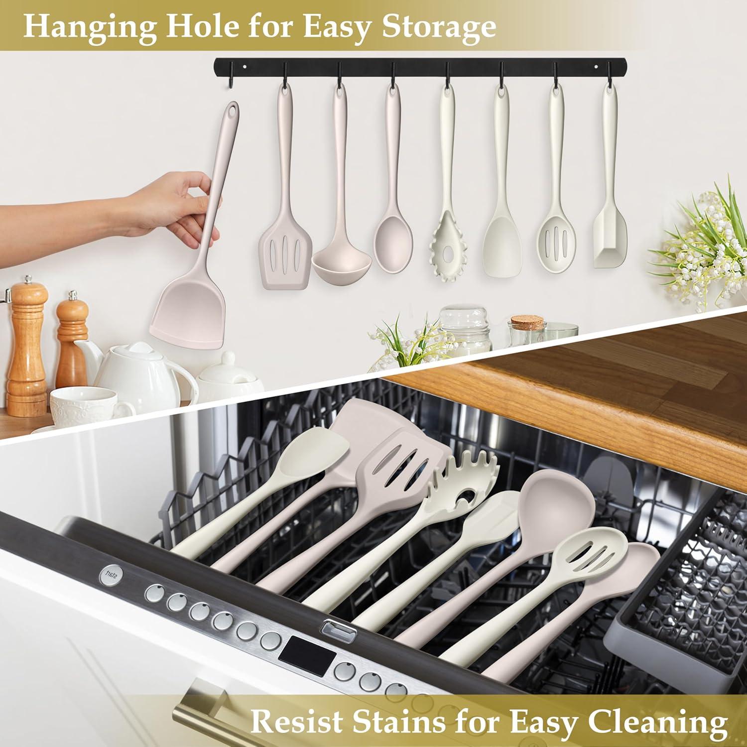 Set de Utensilios de Cocina LIANYU 8 Piezas Silicona Antiadherente