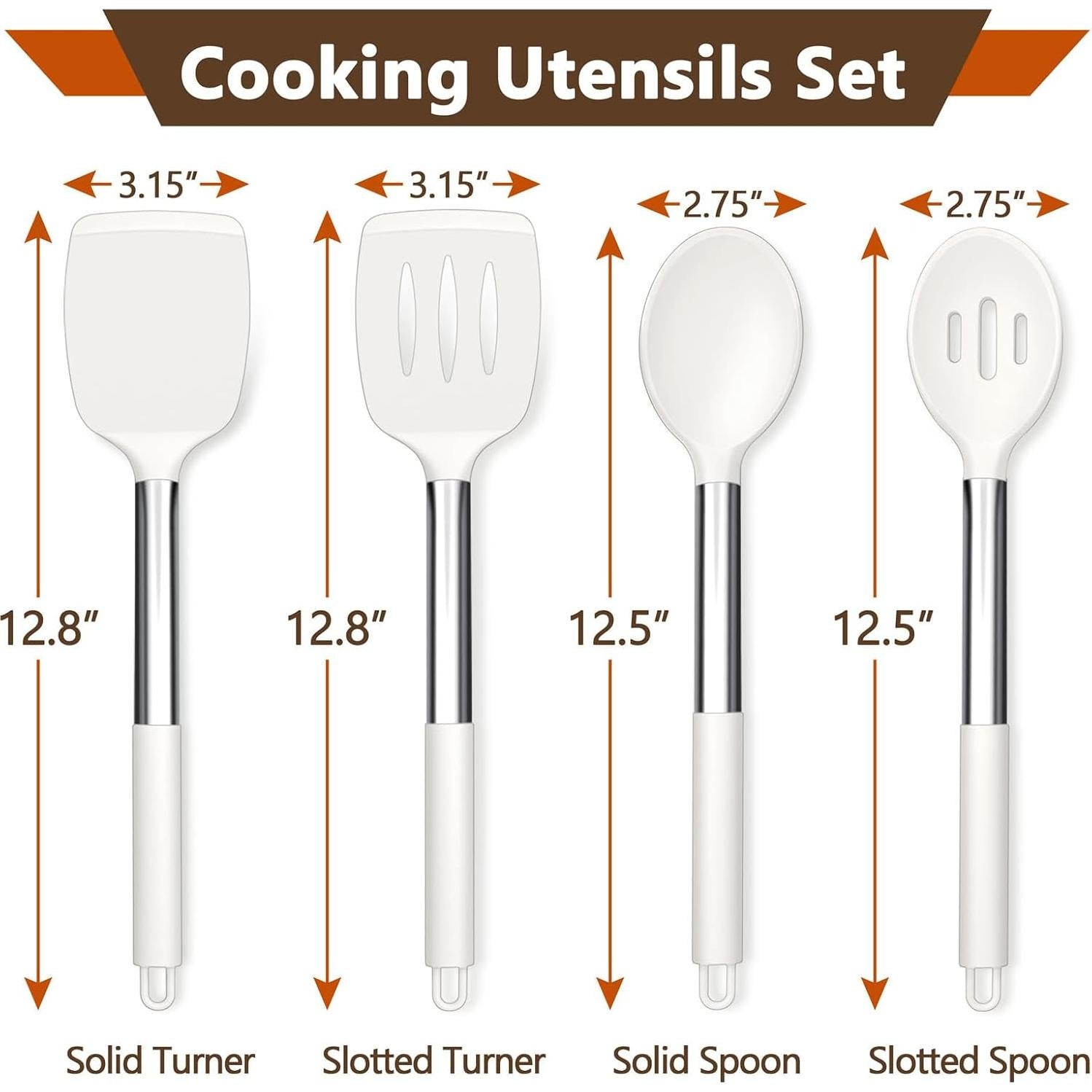 Juego de Utensilios de Cocina P&P CHEF 4 Piezas Silicona Blanca