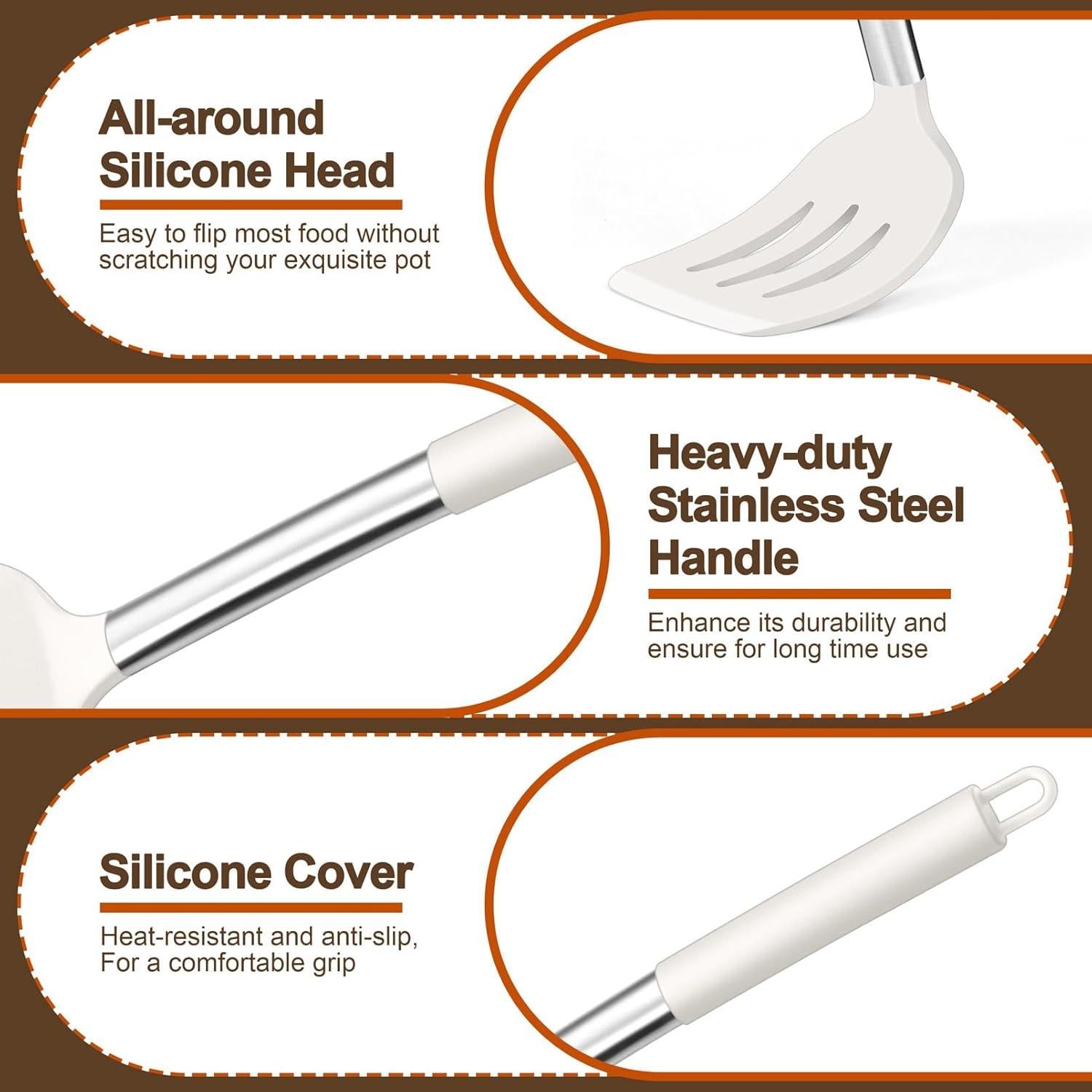 Juego de Utensilios de Cocina P&P CHEF 4 Piezas Silicona Blanca