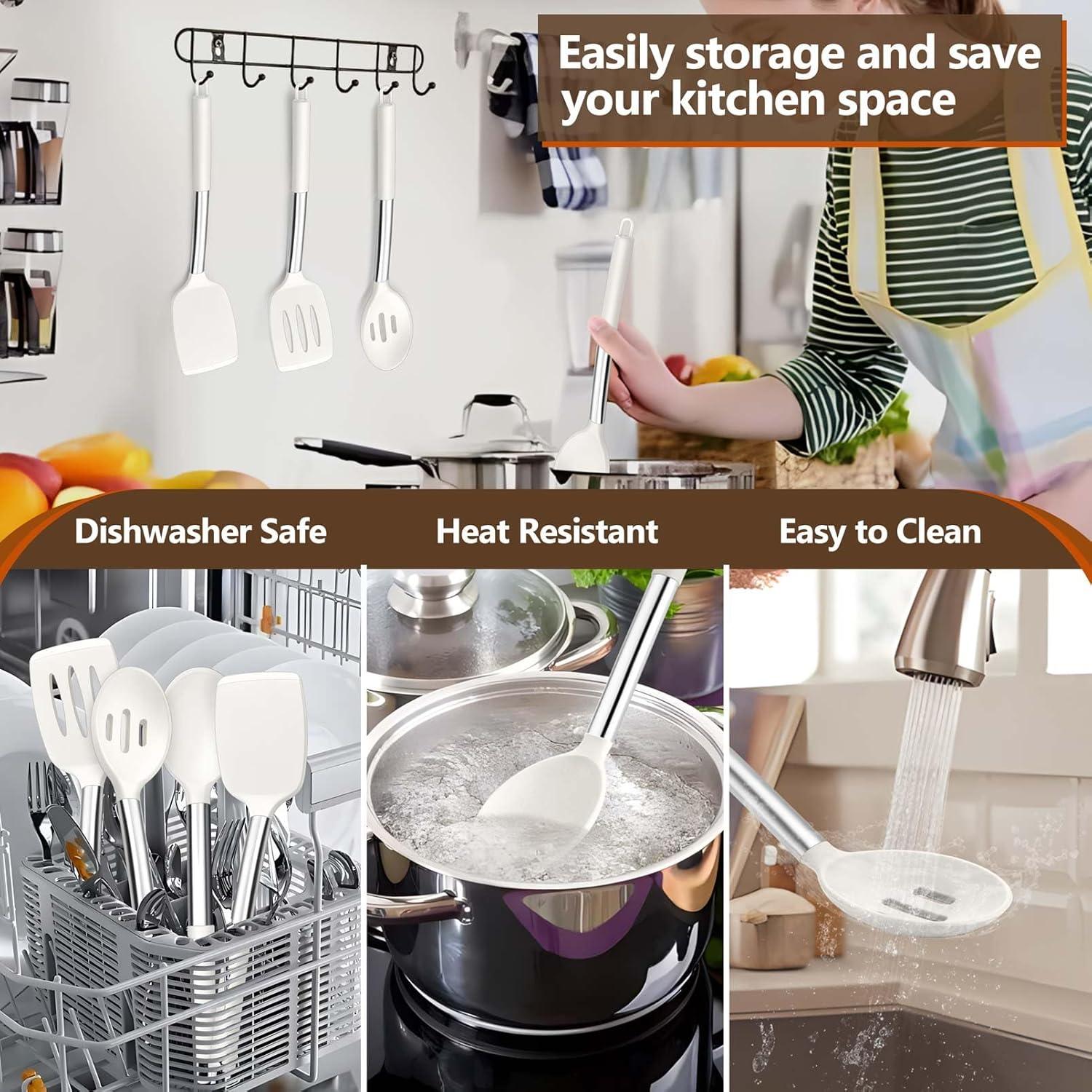 Juego de Utensilios de Cocina P&P CHEF 4 Piezas Silicona Blanca