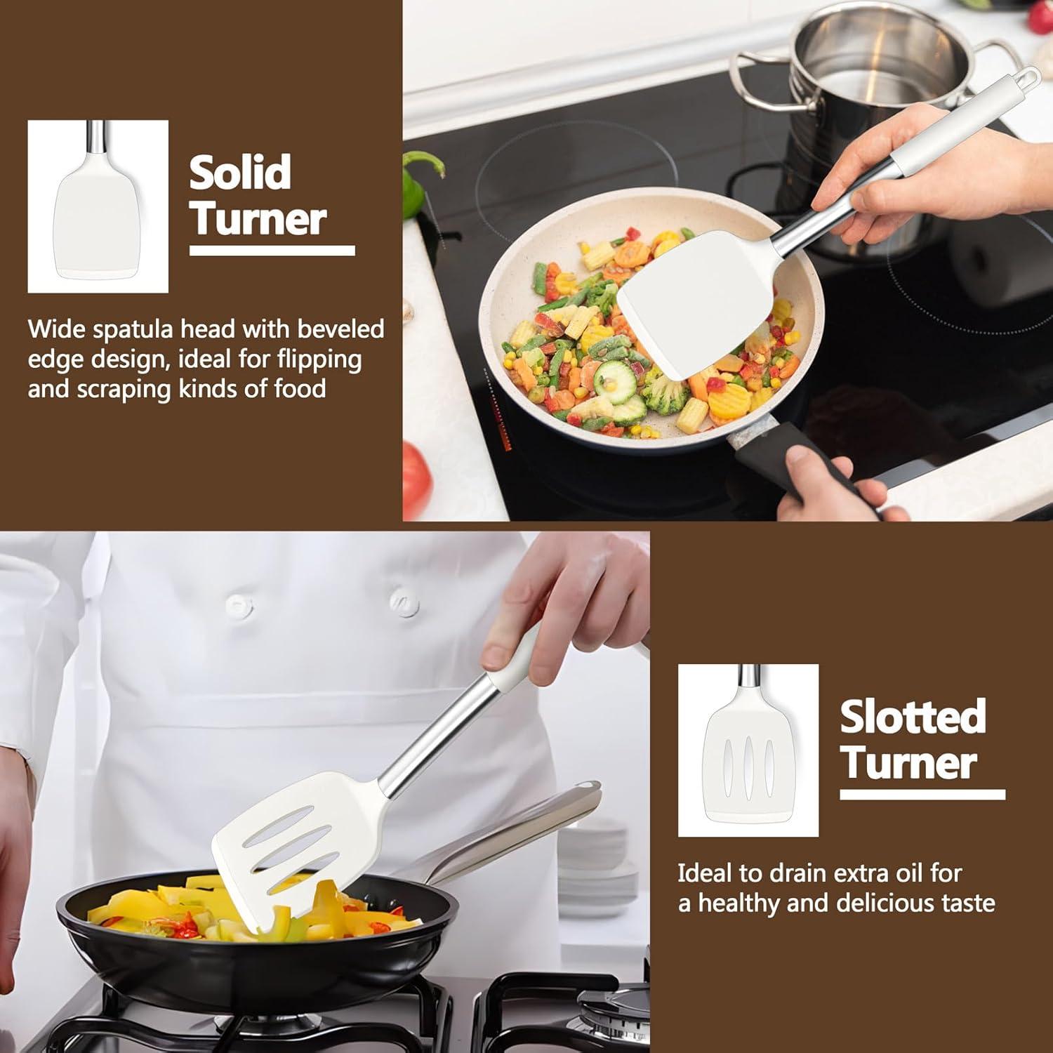 Juego de Utensilios de Cocina P&P CHEF 4 Piezas Silicona Blanca