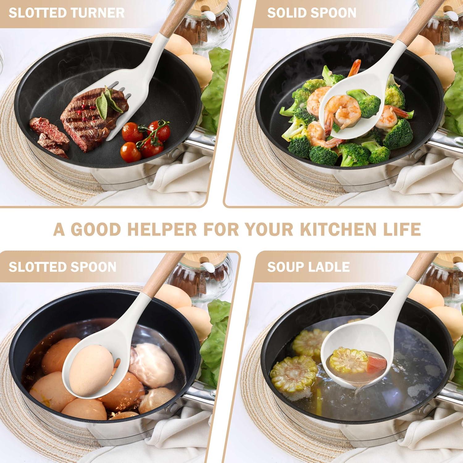 Set de Utensilios de Cocina Herogo 8 Piezas Silicona Blanco