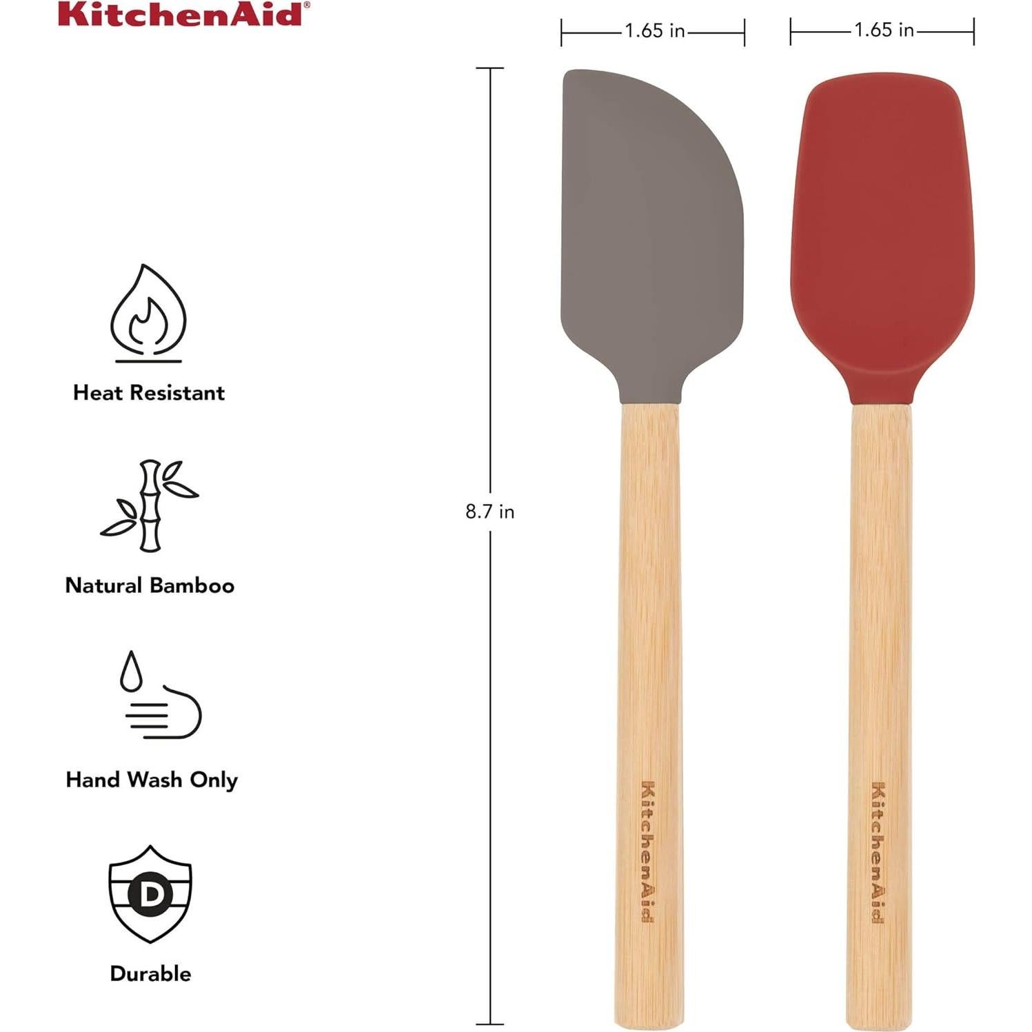 Juego de Espátulas Mini KitchenAid de Silicona y Bambú - Set de 2