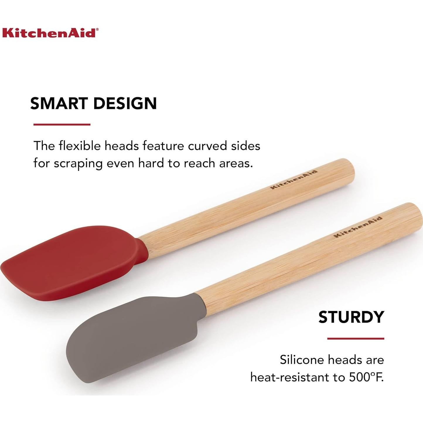 Juego de Espátulas Mini KitchenAid de Silicona y Bambú - Set de 2