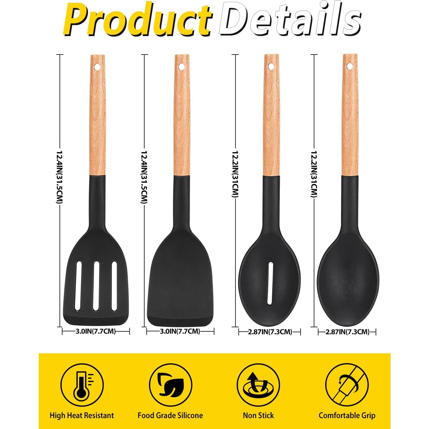 Juego de Utensilios de Cocina de Silicona BUNDLEPRO 4 Piezas