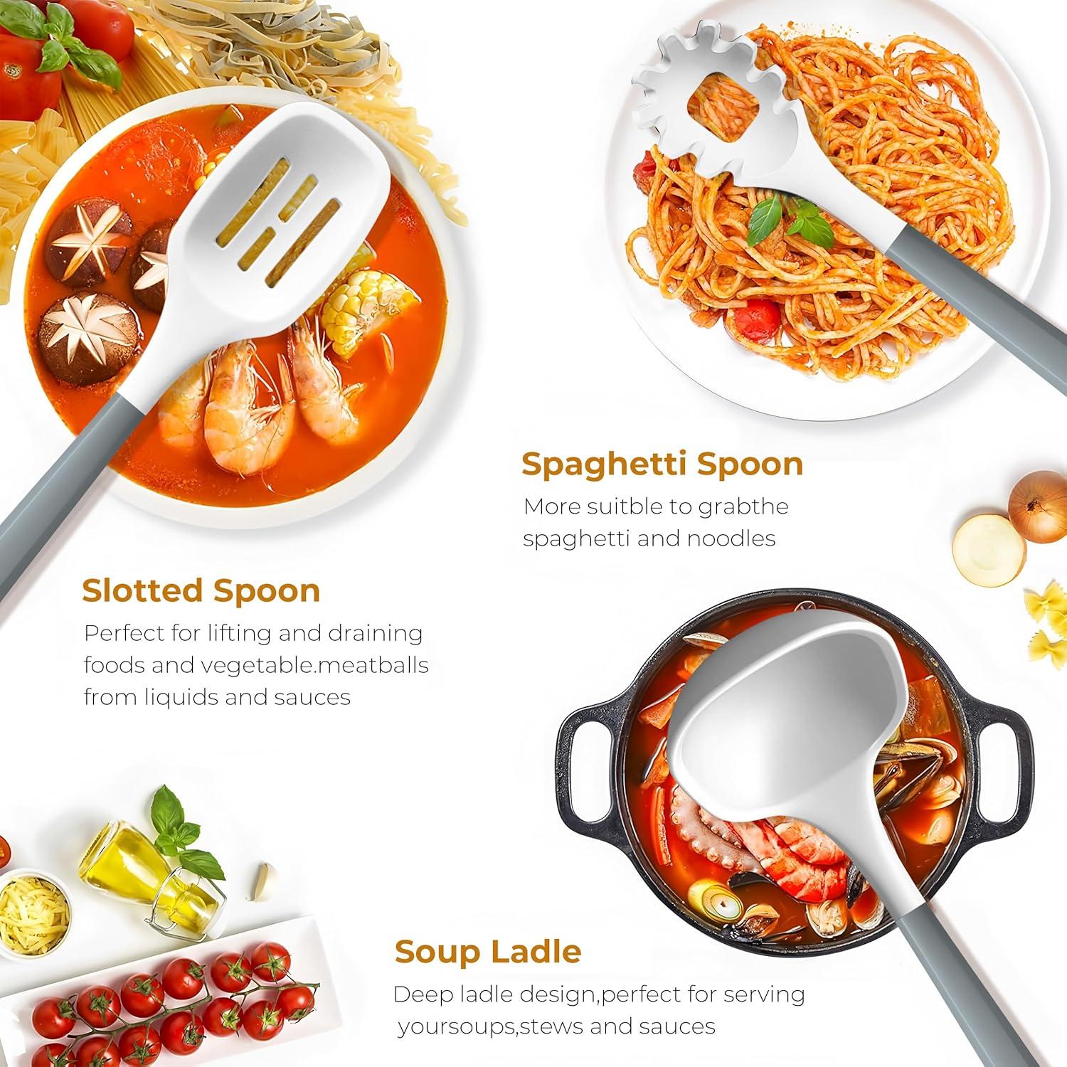 Juego de Utensilios de Cocina de Silicona 11PCS FINENUT - Resistente al Calor