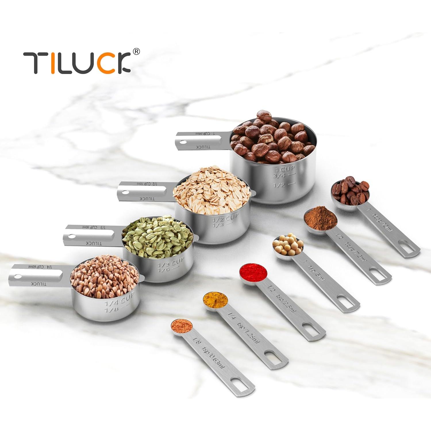 Juego de Tazas y Cucharas Medidoras Acero Inoxidable TILUCK