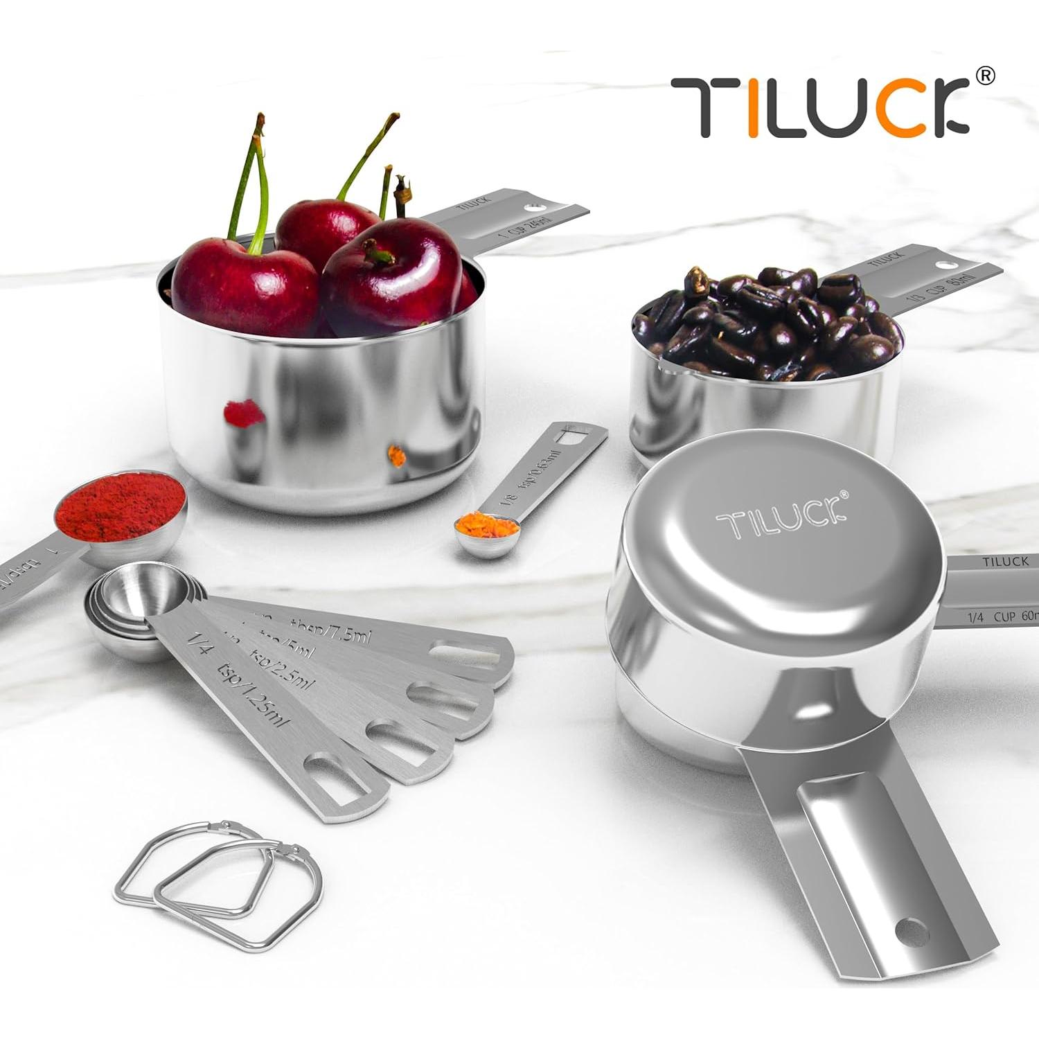 Juego de Tazas y Cucharas Medidoras Acero Inoxidable TILUCK