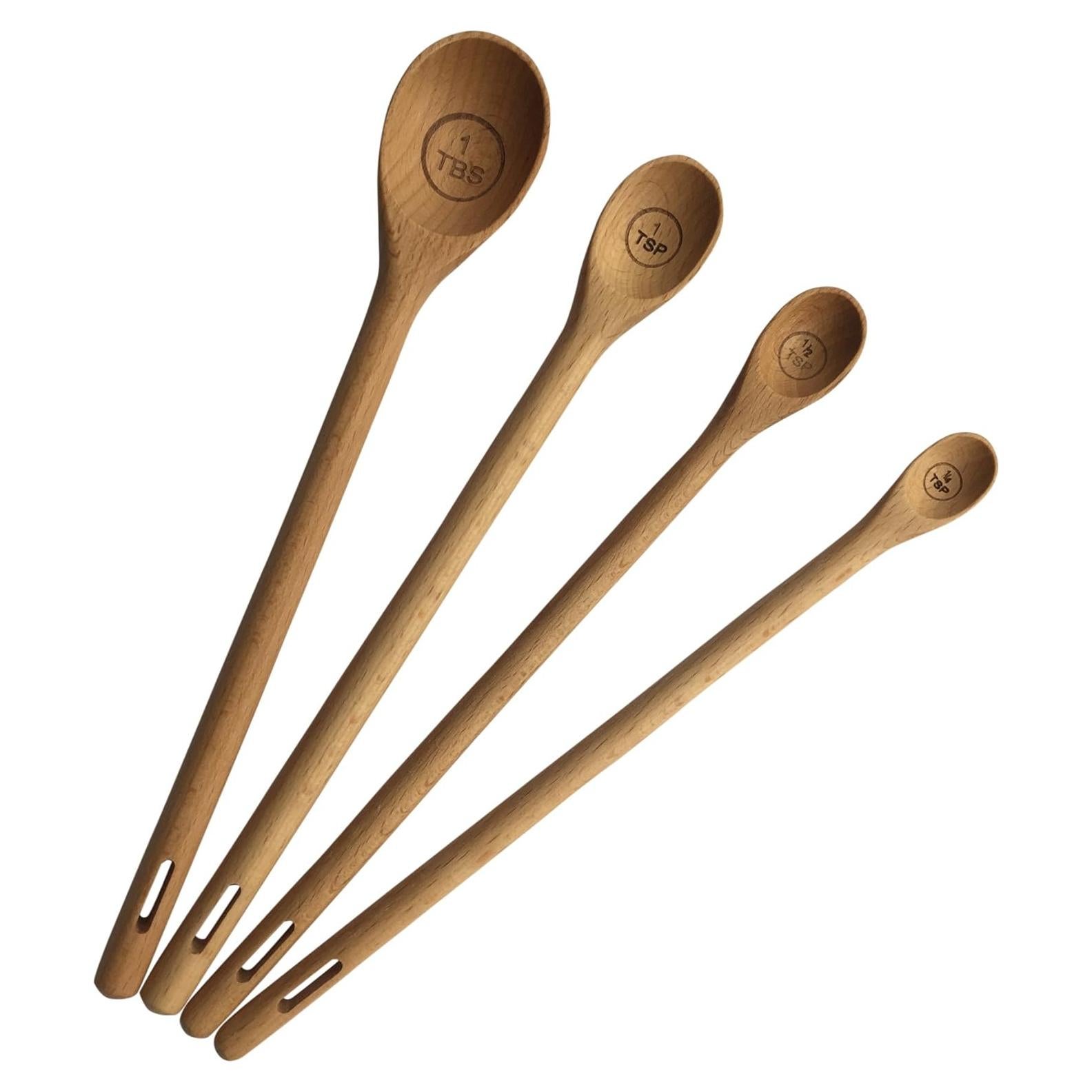 Set de 4 Cucharas Medidoras de Madera Utesni con Mangos Largos