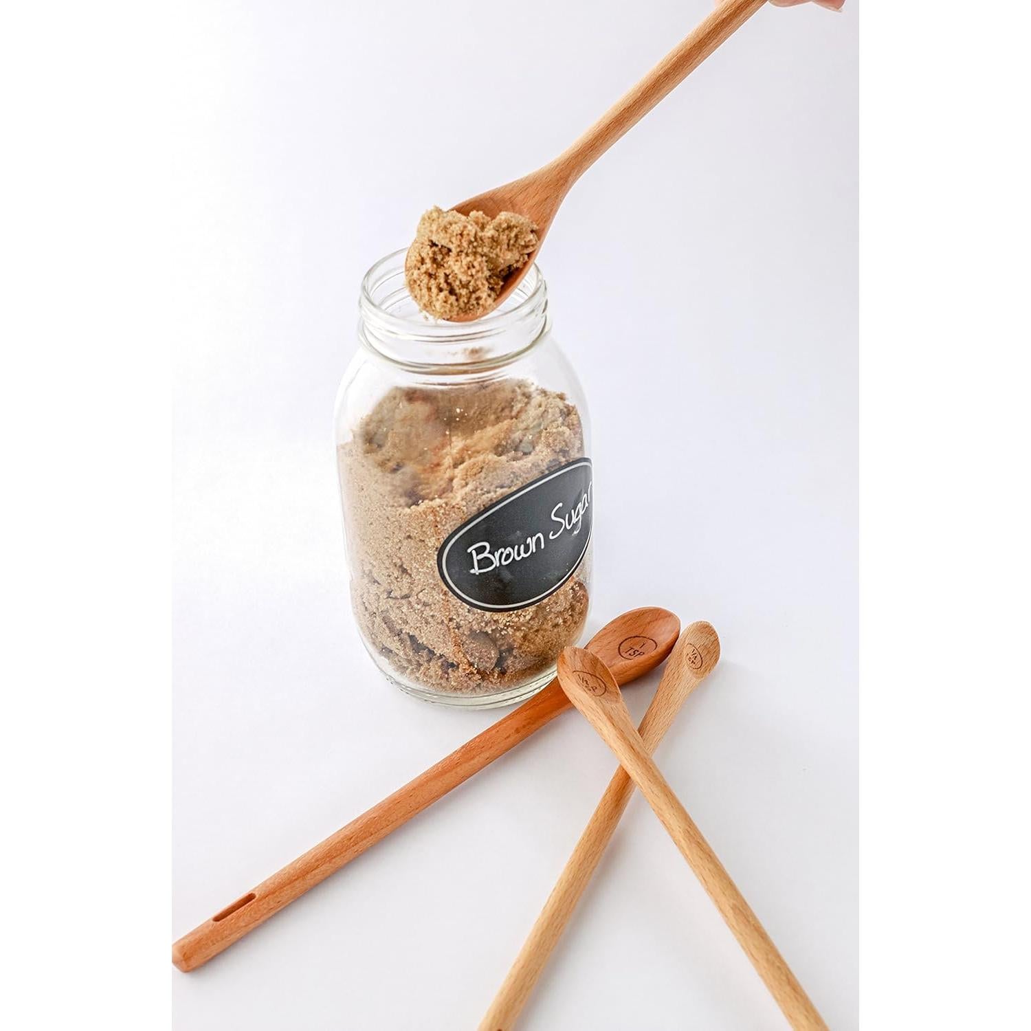 Set de 4 Cucharas Medidoras de Madera Utesni con Mangos Largos