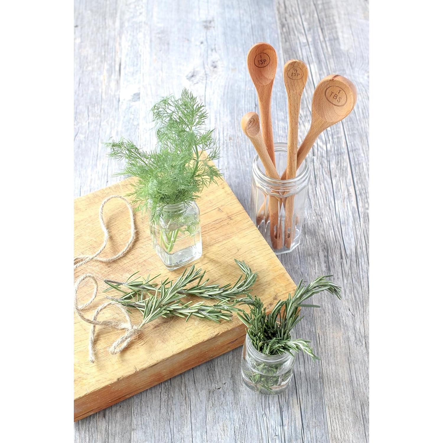 Set de 4 Cucharas Medidoras de Madera Utesni con Mangos Largos