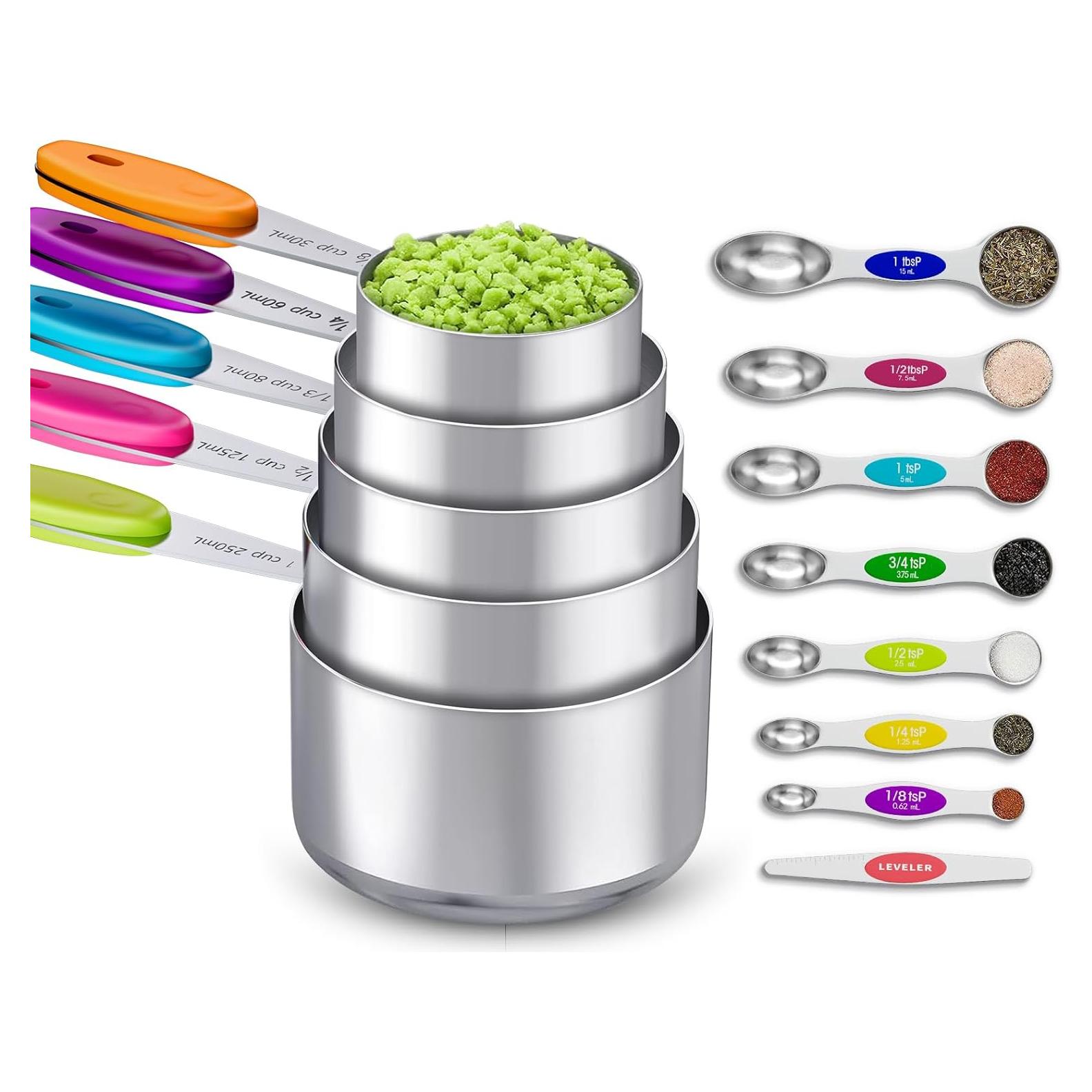 Juego de 13 Piezas de Tazas y Cucharas Medidoras Topfeel