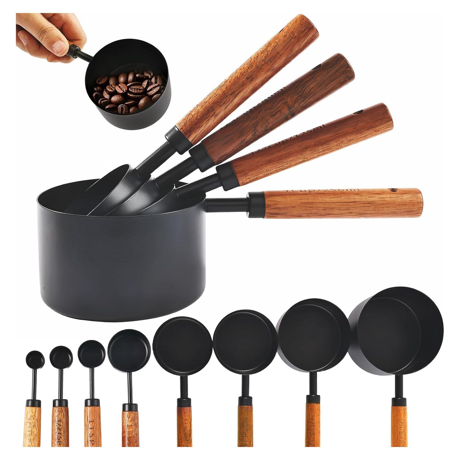 Juego de Tazas y Cucharas Medidoras GJPBGK Acero Inoxidable 8 Piezas