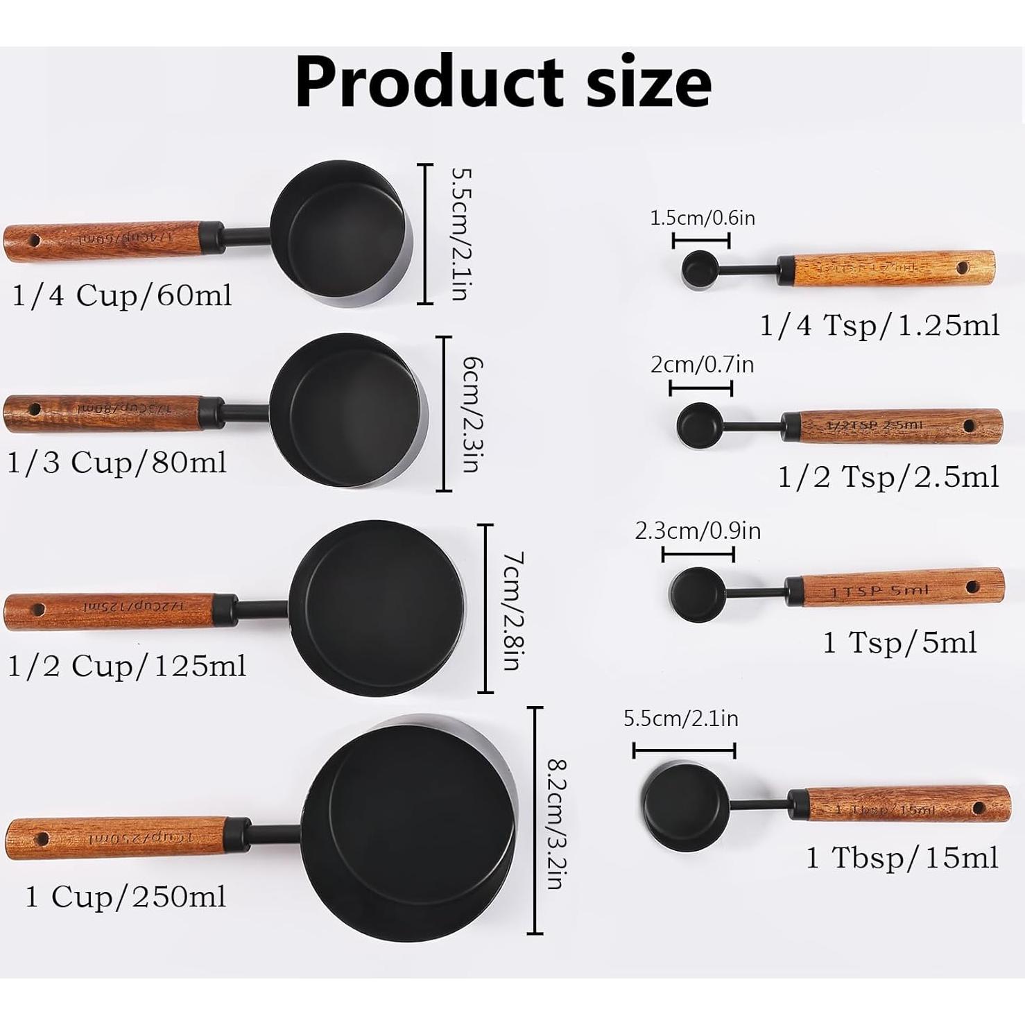 Juego de Tazas y Cucharas Medidoras GJPBGK Acero Inoxidable 8 Piezas