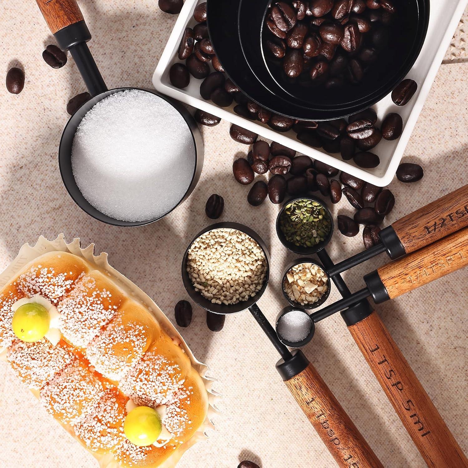 Juego de Tazas y Cucharas Medidoras GJPBGK Acero Inoxidable 8 Piezas