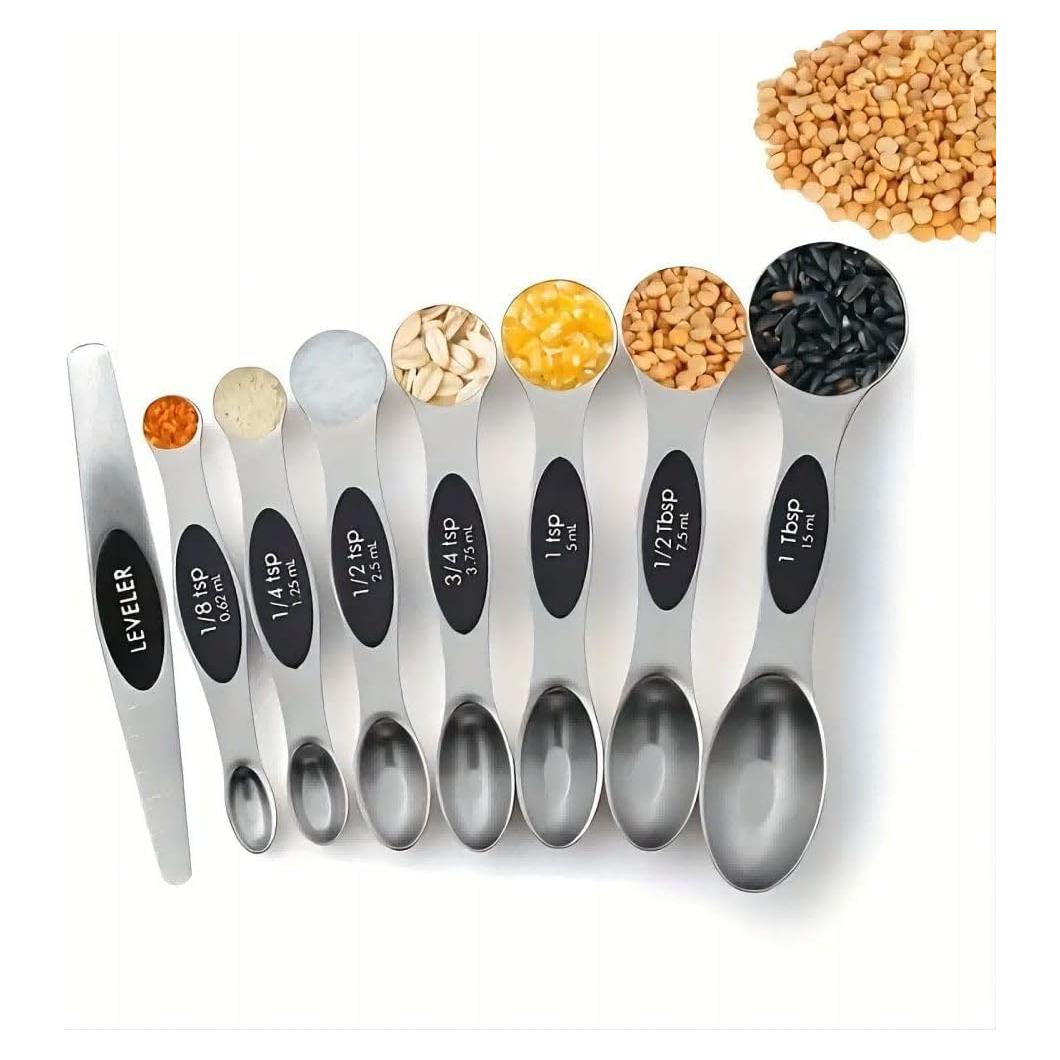Juego de 8 Cucharas Medidoras Magnéticas Acero Inoxidable