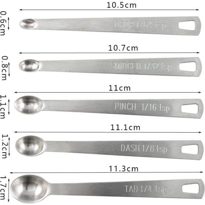 Juego de Cucharas Medidoras Mini LIUSM Acero Inoxidable 5 Pzas
